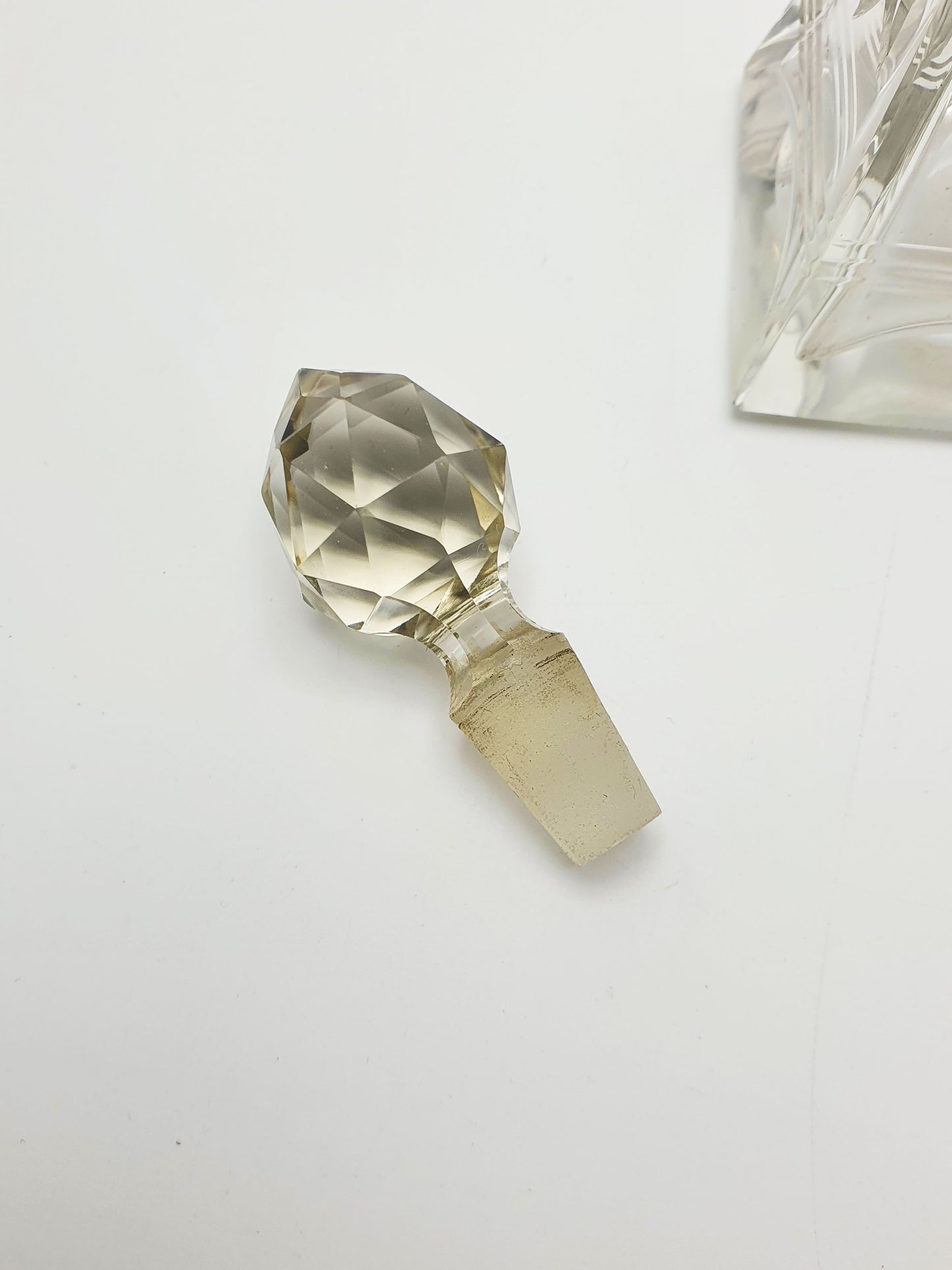 Lovely Cut Glass Perfume Bottle with Sterling Silver Collar - 1931