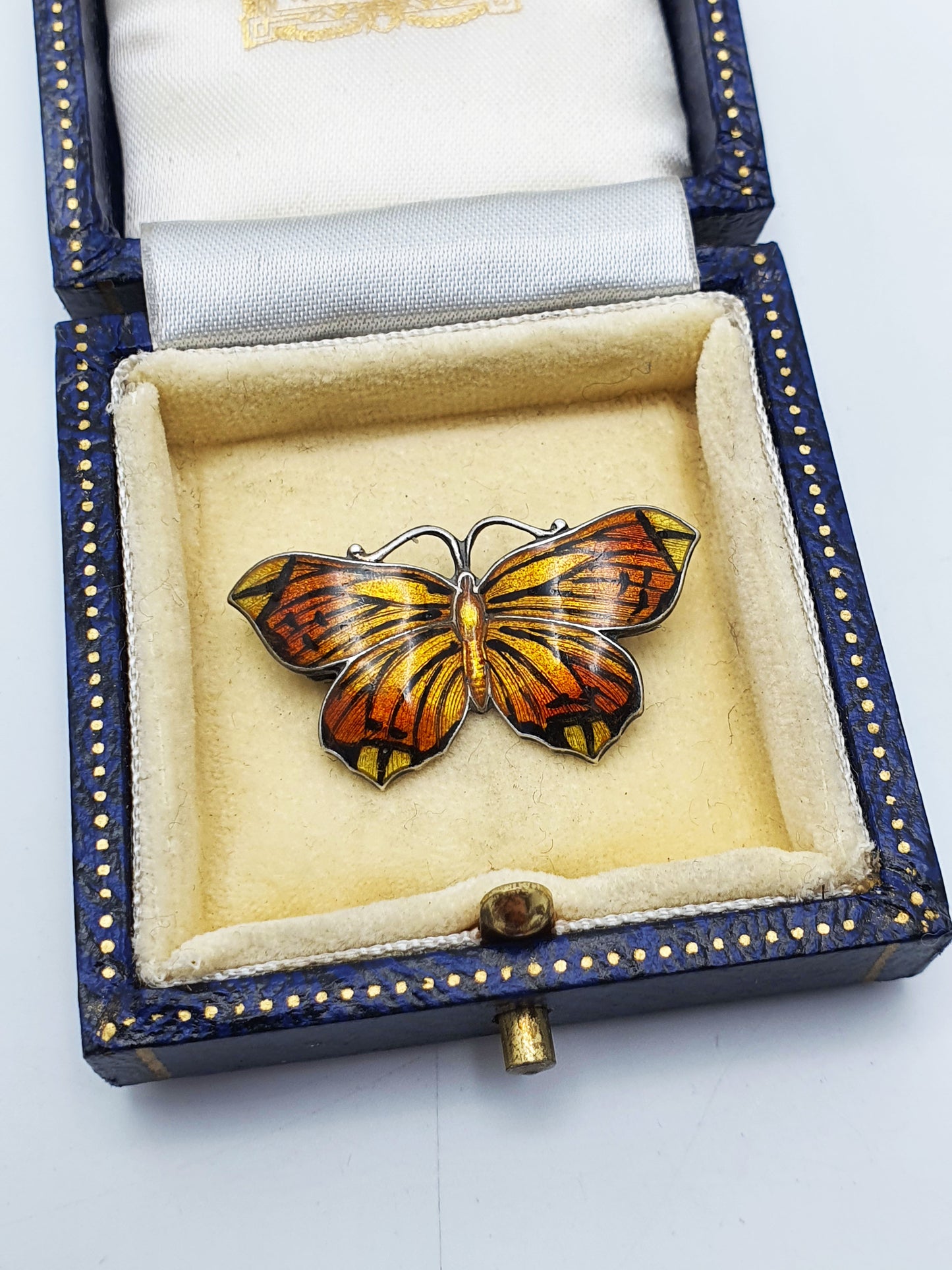Beautiful Antique Sterling Silver & Enamel Butterfly Brooch – circa 1920