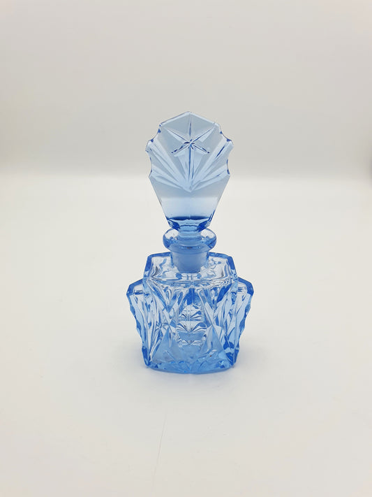 Lovely Vintage Art Deco Blue Glass Perfume Bottle with Dauber – circa 1930