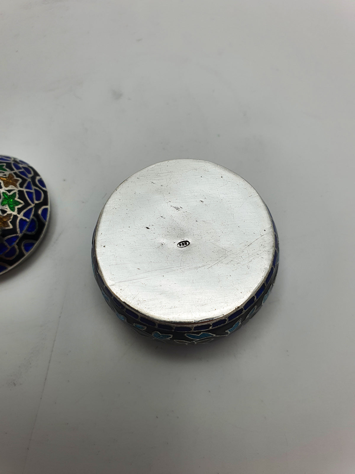 Pretty Vintage Persian .925 Silver & Cloisonné Enamel Lidded Trinket Box – circa 1960