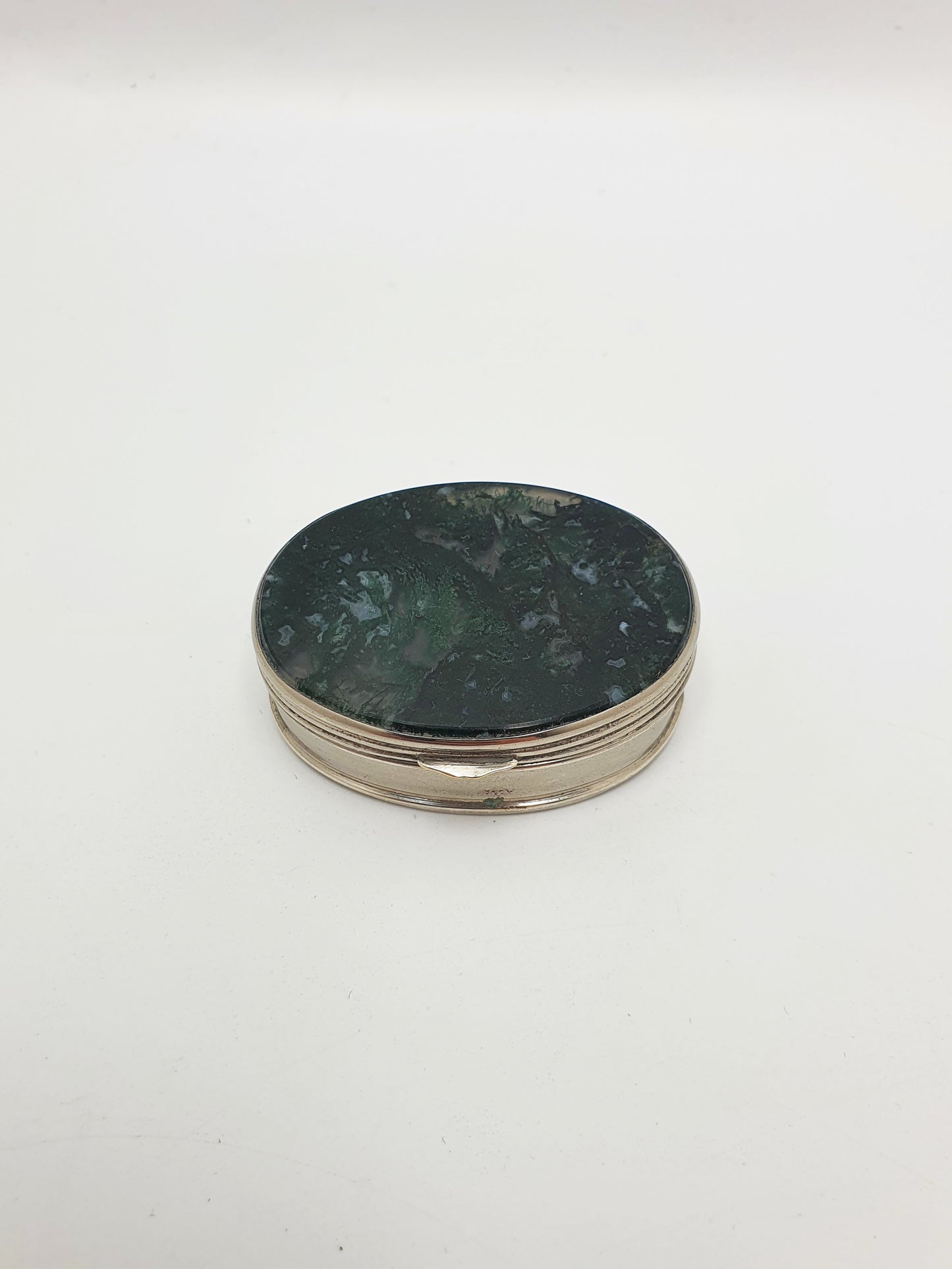 Lovely Antique Victorian Moss Agate Pill Box – circa 1890