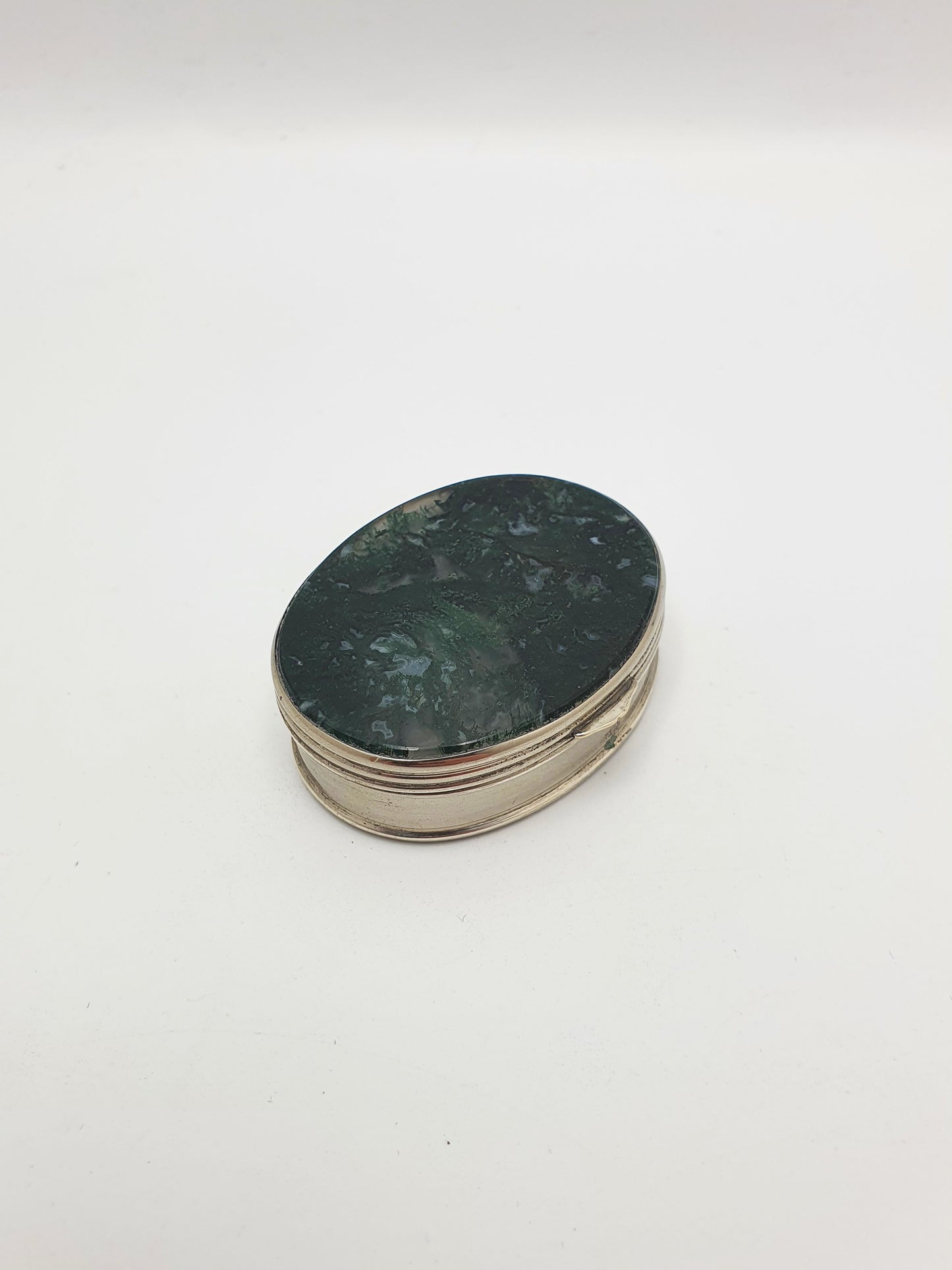 Lovely Antique Victorian Moss Agate Pill Box – circa 1890