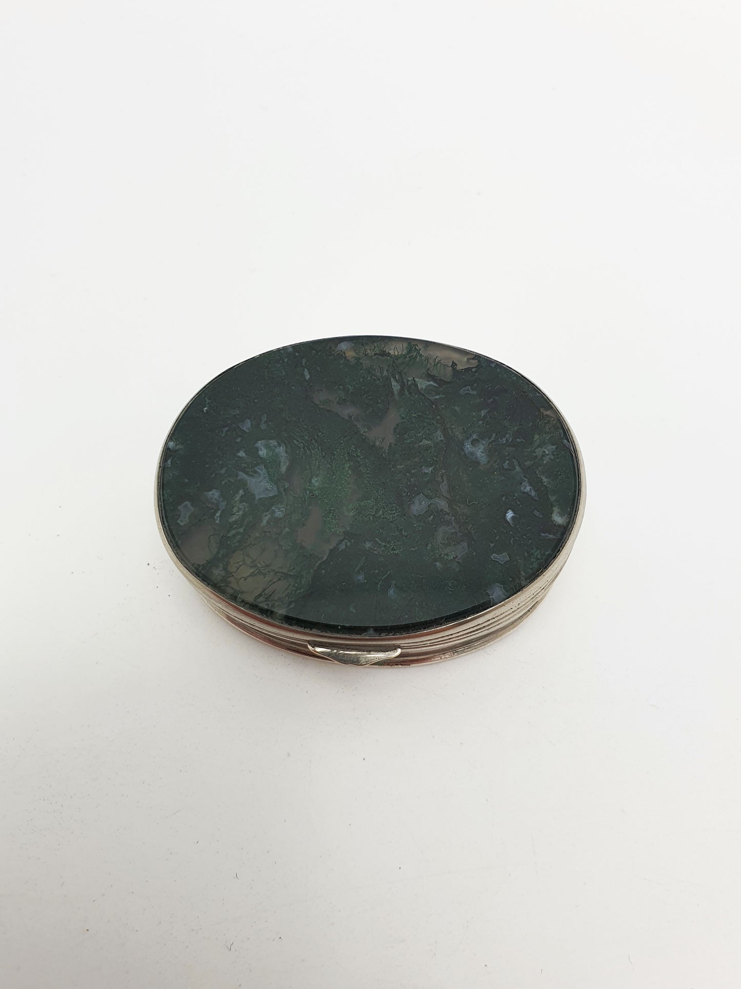 Lovely Antique Victorian Moss Agate Pill Box – circa 1890