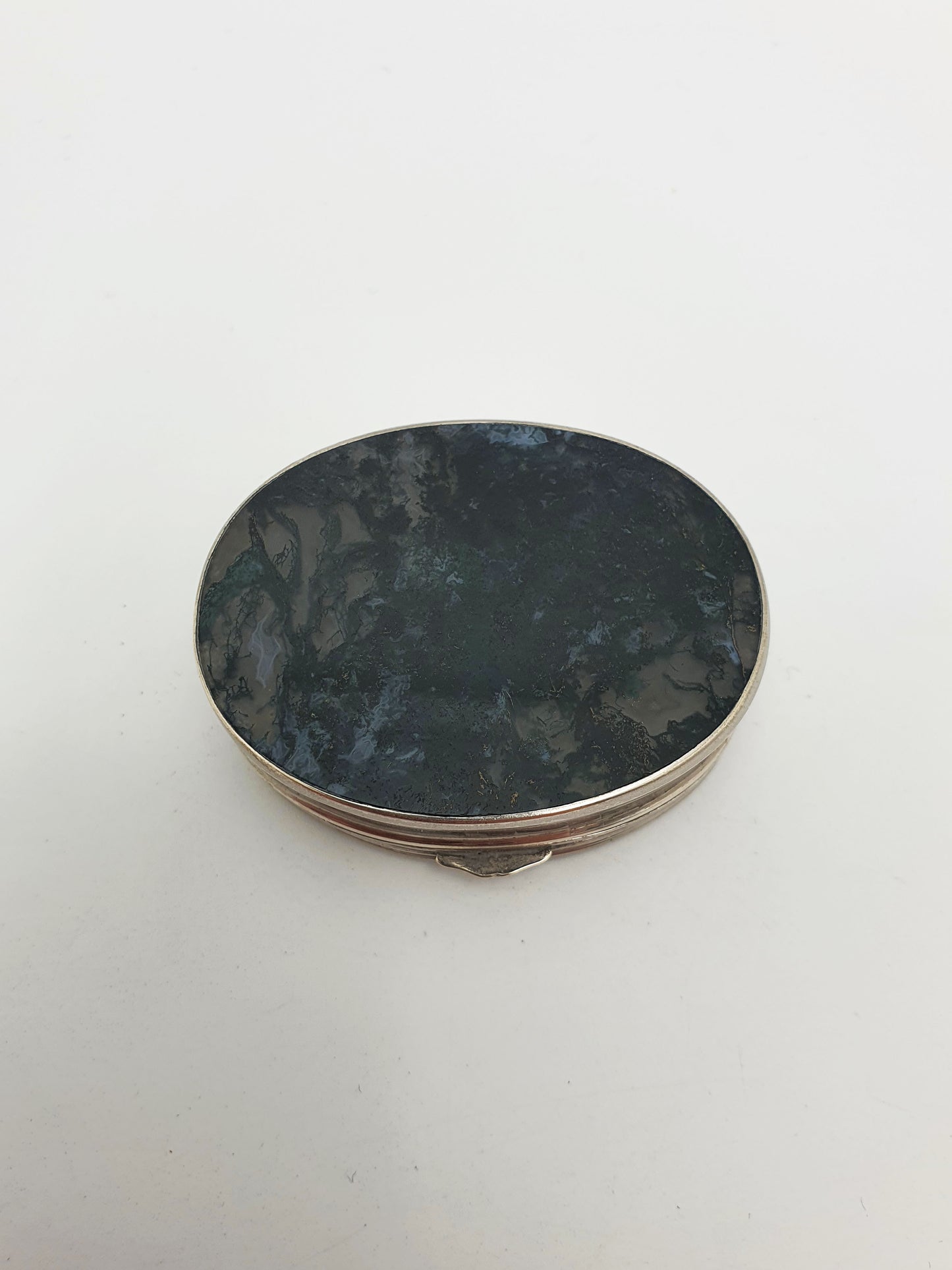 Lovely Antique Victorian Moss Agate Pill Box – circa 1890
