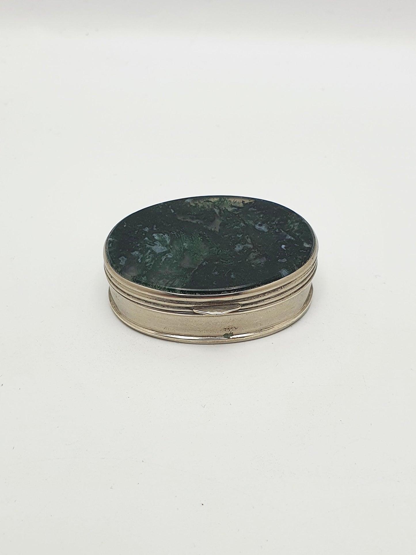 Lovely Antique Victorian Moss Agate Pill Box – circa 1890