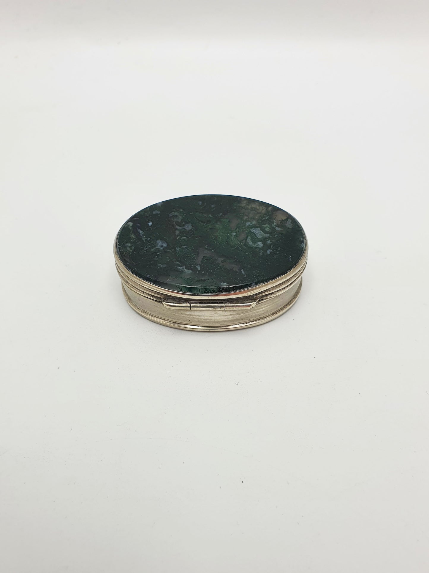 Lovely Antique Victorian Moss Agate Pill Box – circa 1890