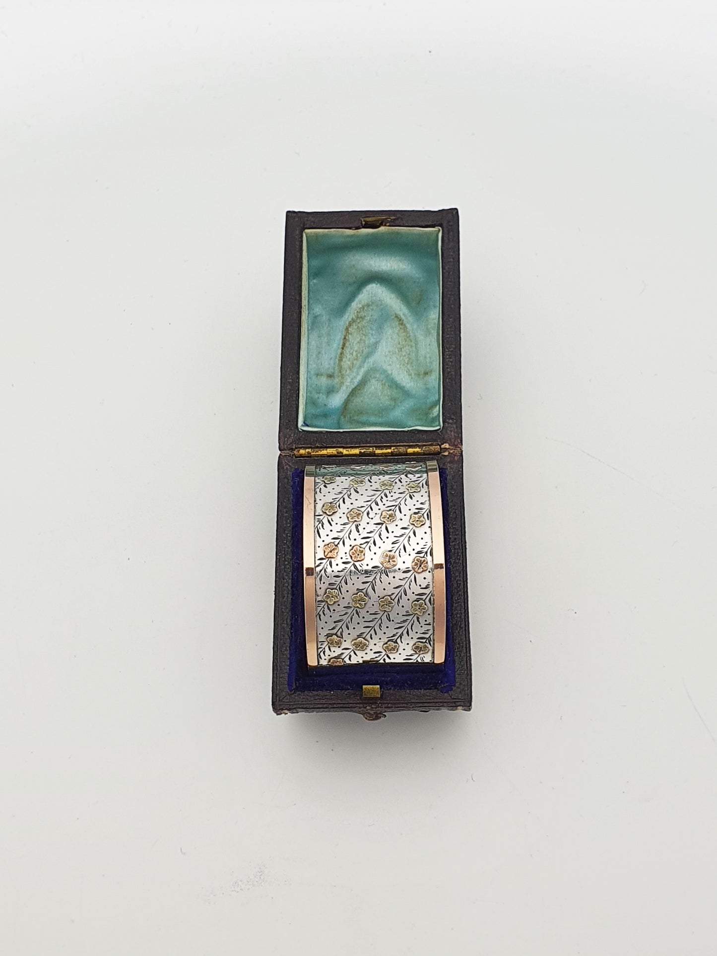 Gorgeous Antique Victorian Silver & Gold Inlaid Napkin Ring – circa 1890