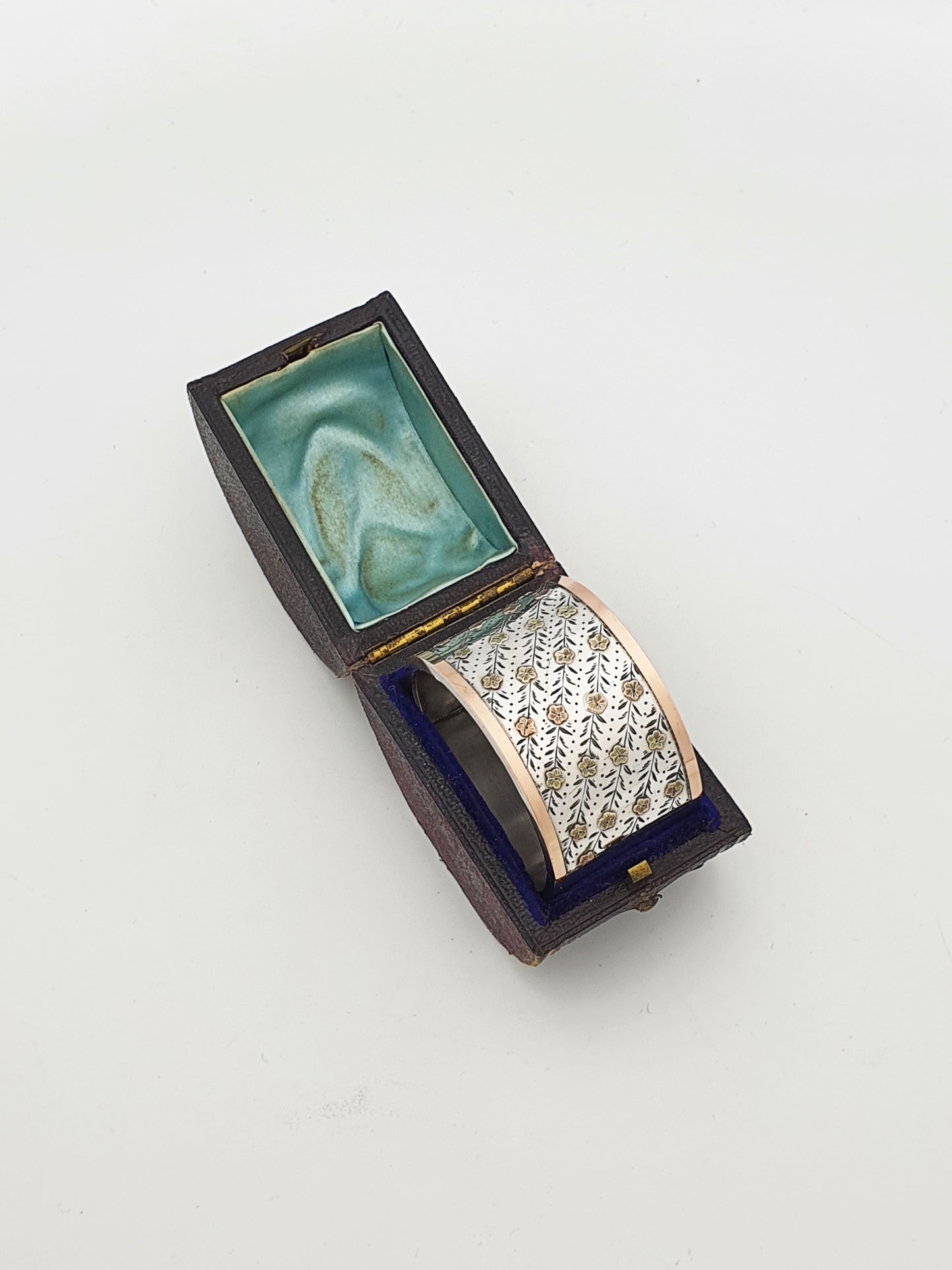 Gorgeous Antique Victorian Silver & Gold Inlaid Napkin Ring – circa 1890