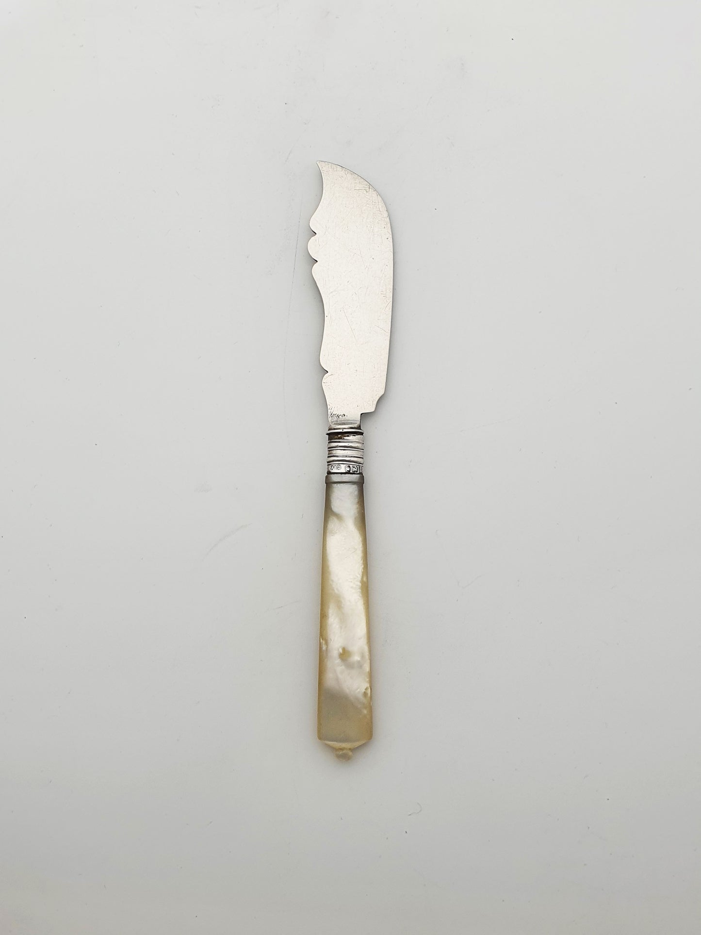 Antique Victorian Sterling Silver Dessert Knife with Engraved Blade – 1876