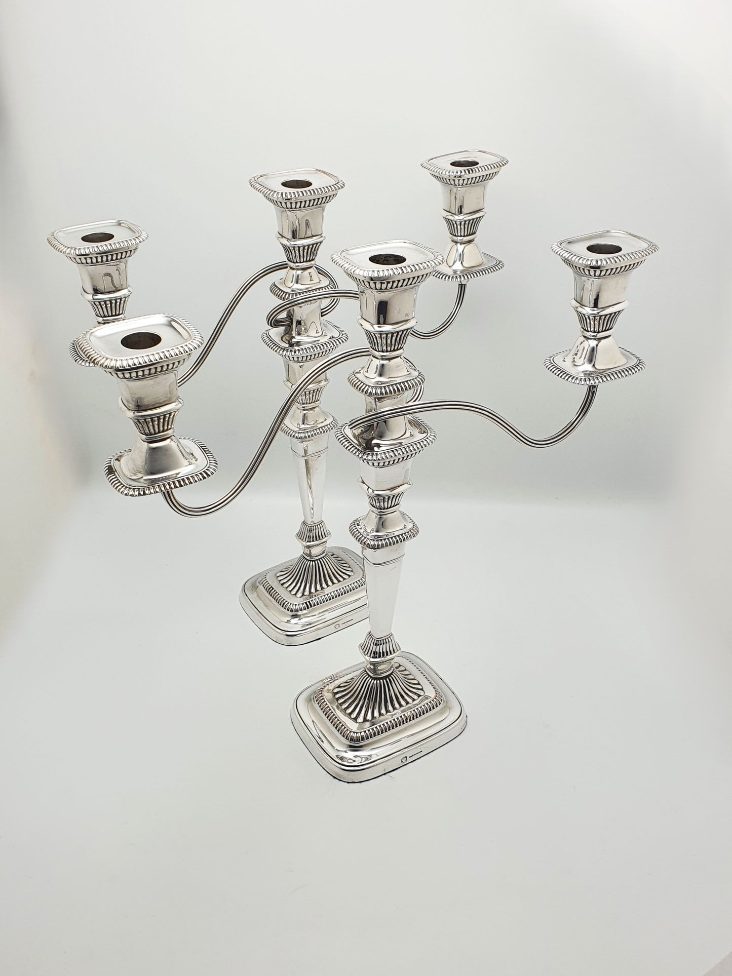 Splendid Pair of Silver-Plated Convertible Candelabra/Candlesticks – circa 1920