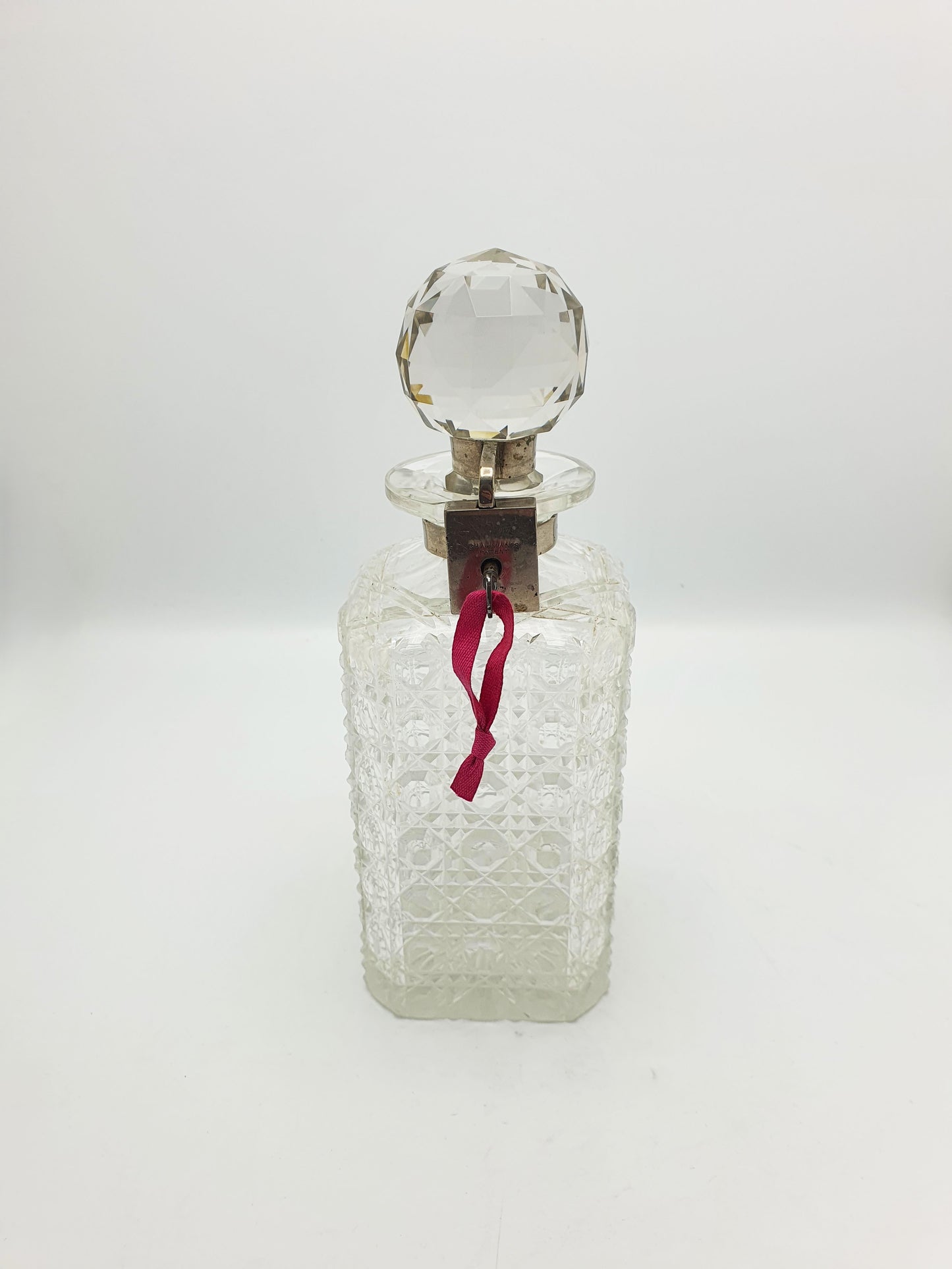 Nice Antique Edwardian Cut Glass Locking Decanter - circa 1905