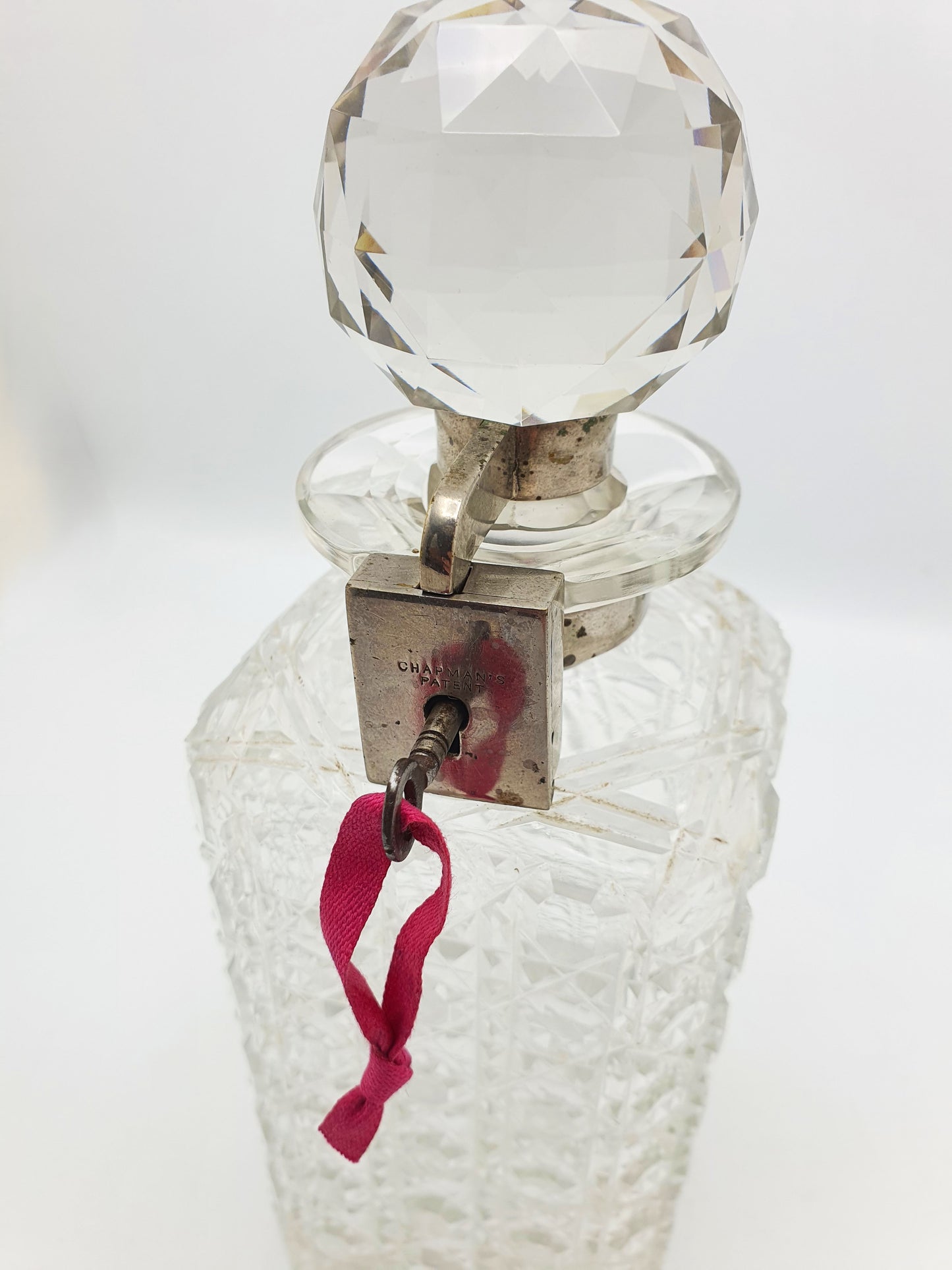 Nice Antique Edwardian Cut Glass Locking Decanter - circa 1905