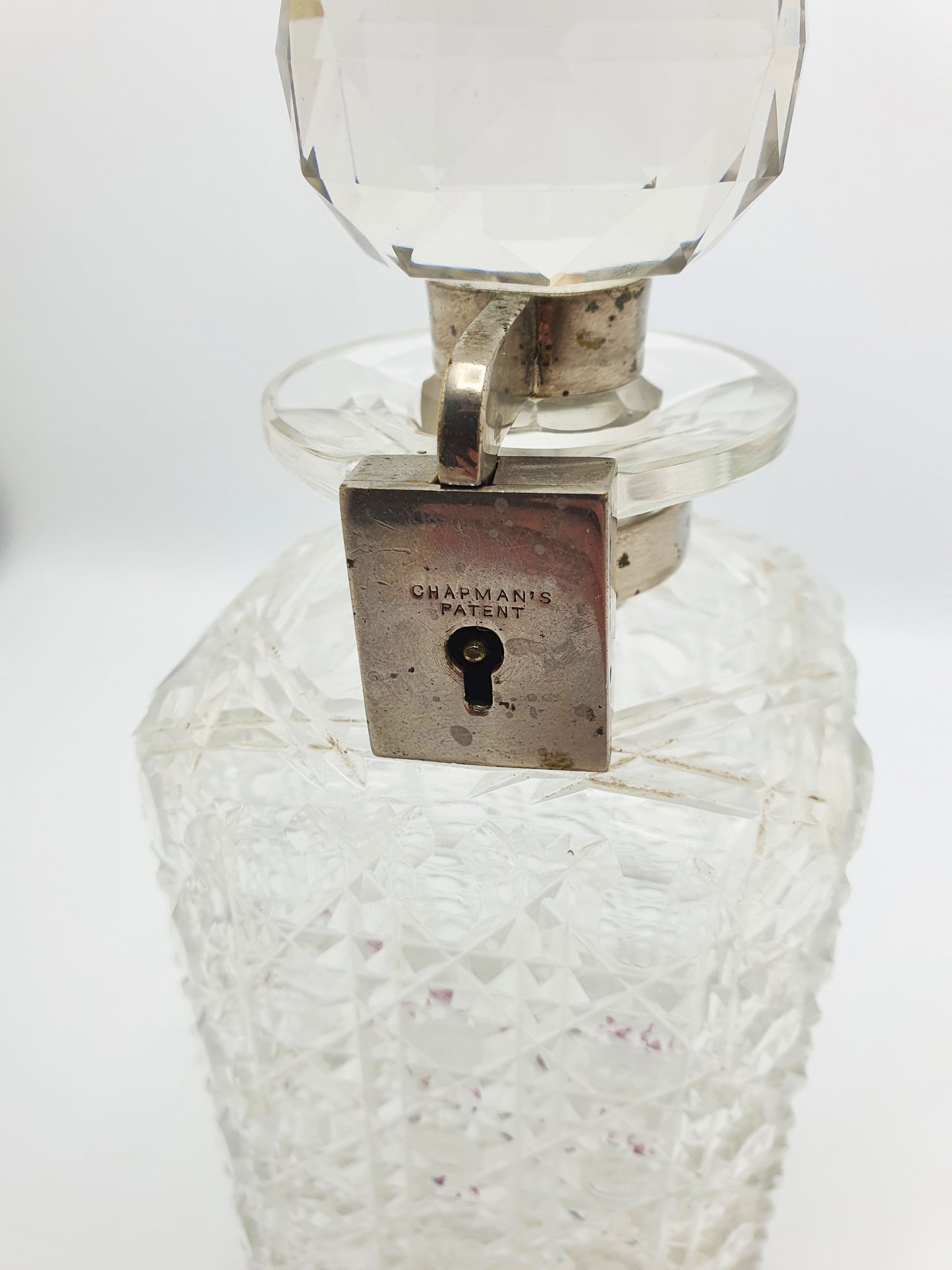 Nice Antique Edwardian Cut Glass Locking Decanter - circa 1905