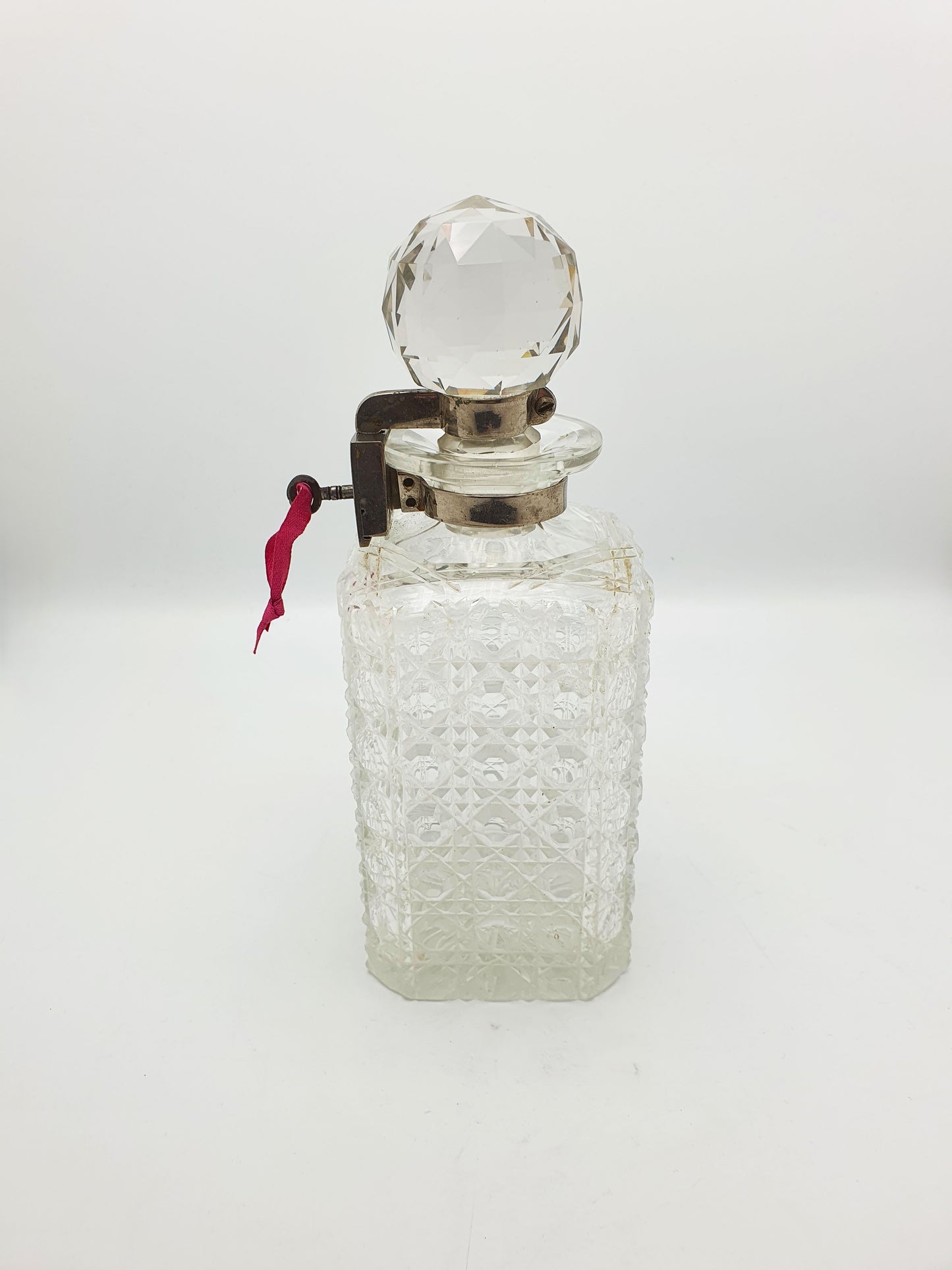 Nice Antique Edwardian Cut Glass Locking Decanter - circa 1905