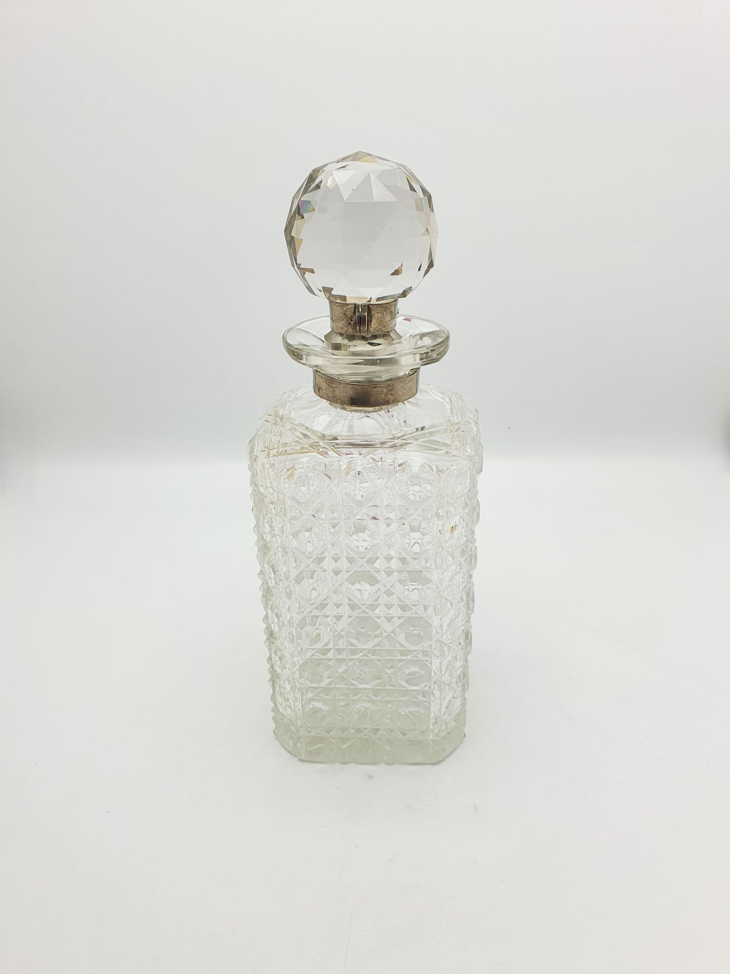 Nice Antique Edwardian Cut Glass Locking Decanter - circa 1905