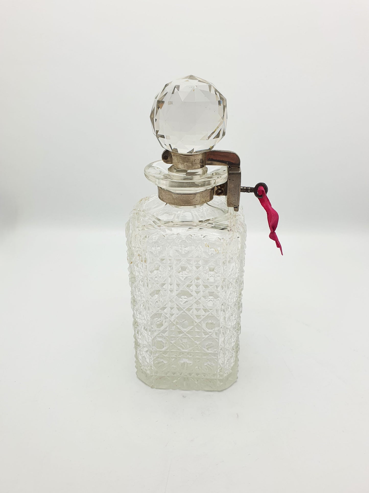 Nice Antique Edwardian Cut Glass Locking Decanter - circa 1905