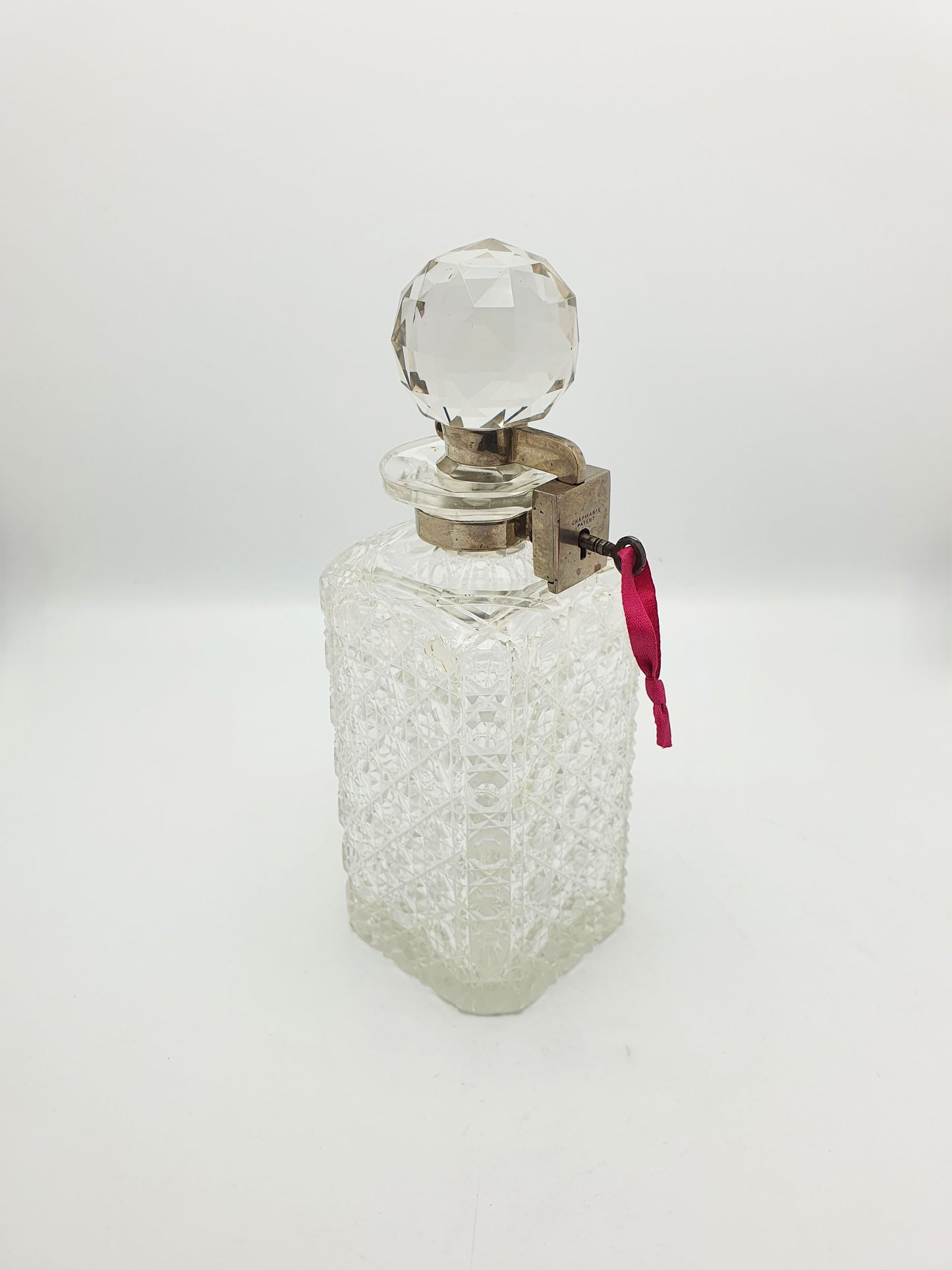 Nice Antique Edwardian Cut Glass Locking Decanter - circa 1905