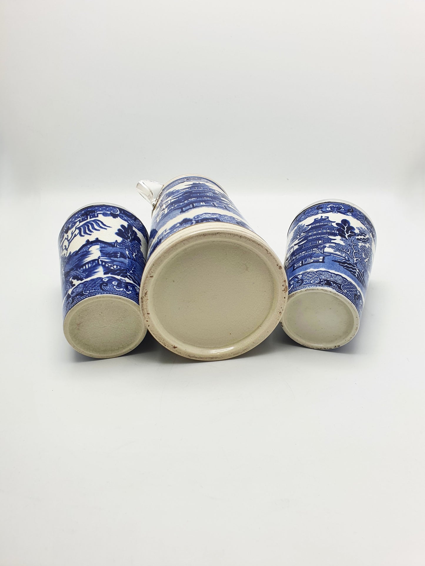 Gorgeous Antique Victorian Ceramic Blue & White Drinking Set - circa 1890