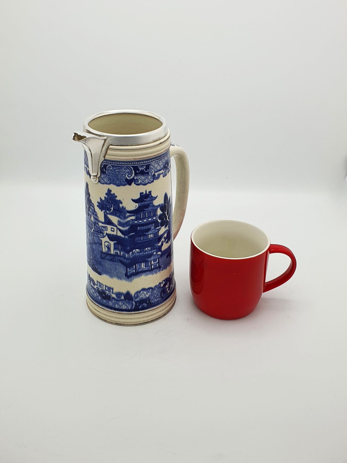 Gorgeous Antique Victorian Ceramic Blue & White Drinking Set - circa 1890