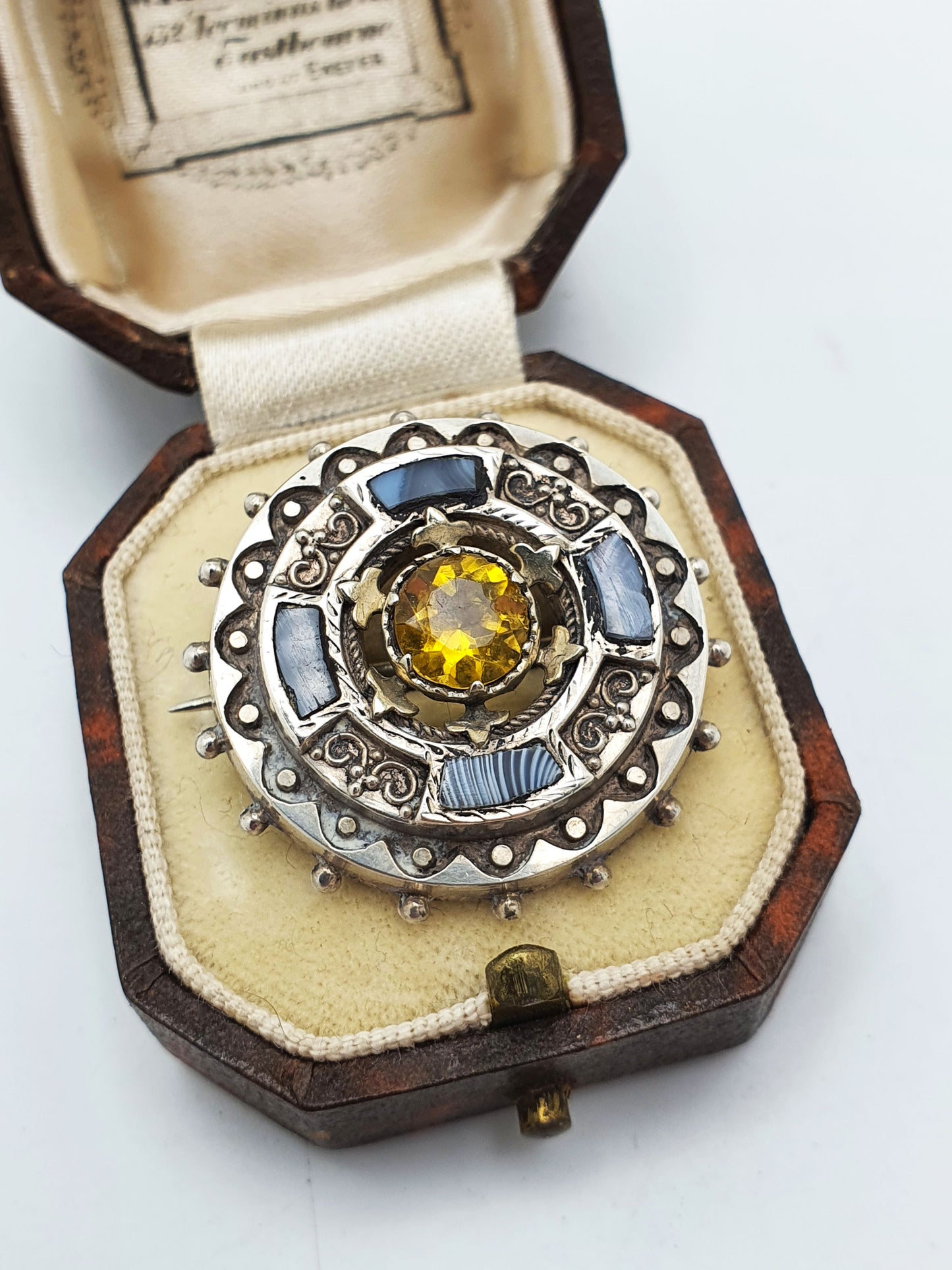 Antique Scottish Silver & Citrine Agate Brooch – circa 1880