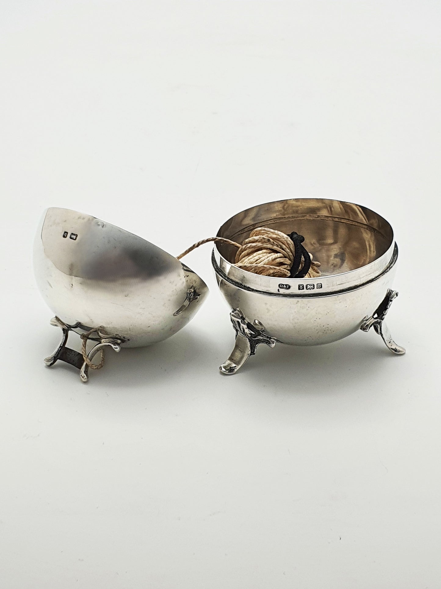 Unusual Antique Edwardian Sterling Silver String Holder - 1901