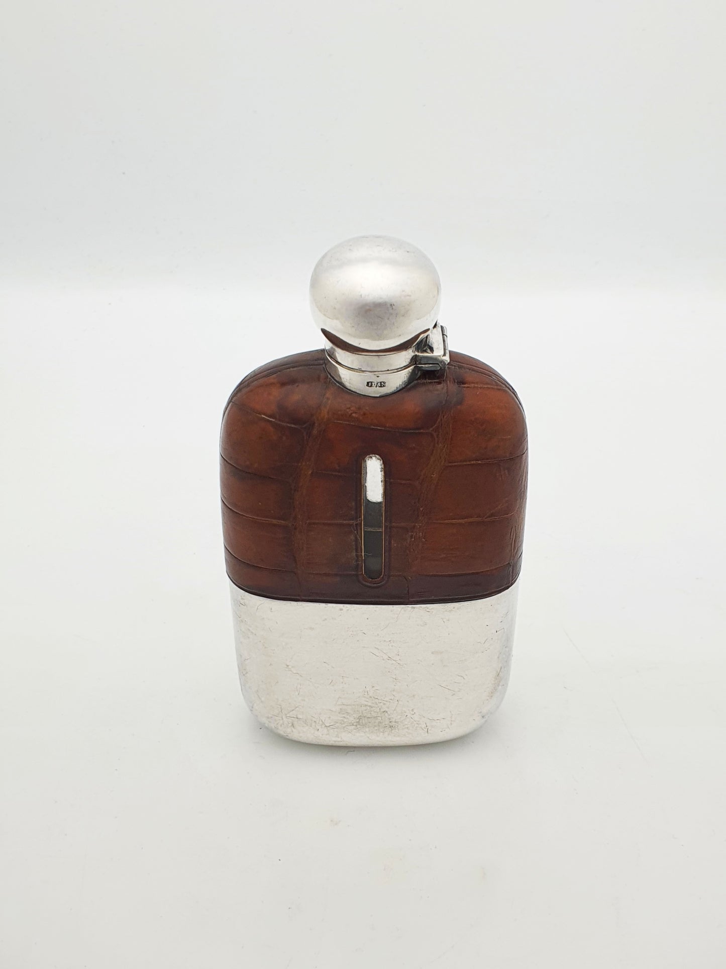 Nice Antique Silver Plate & Crocodile Hip Flask – circa 1900