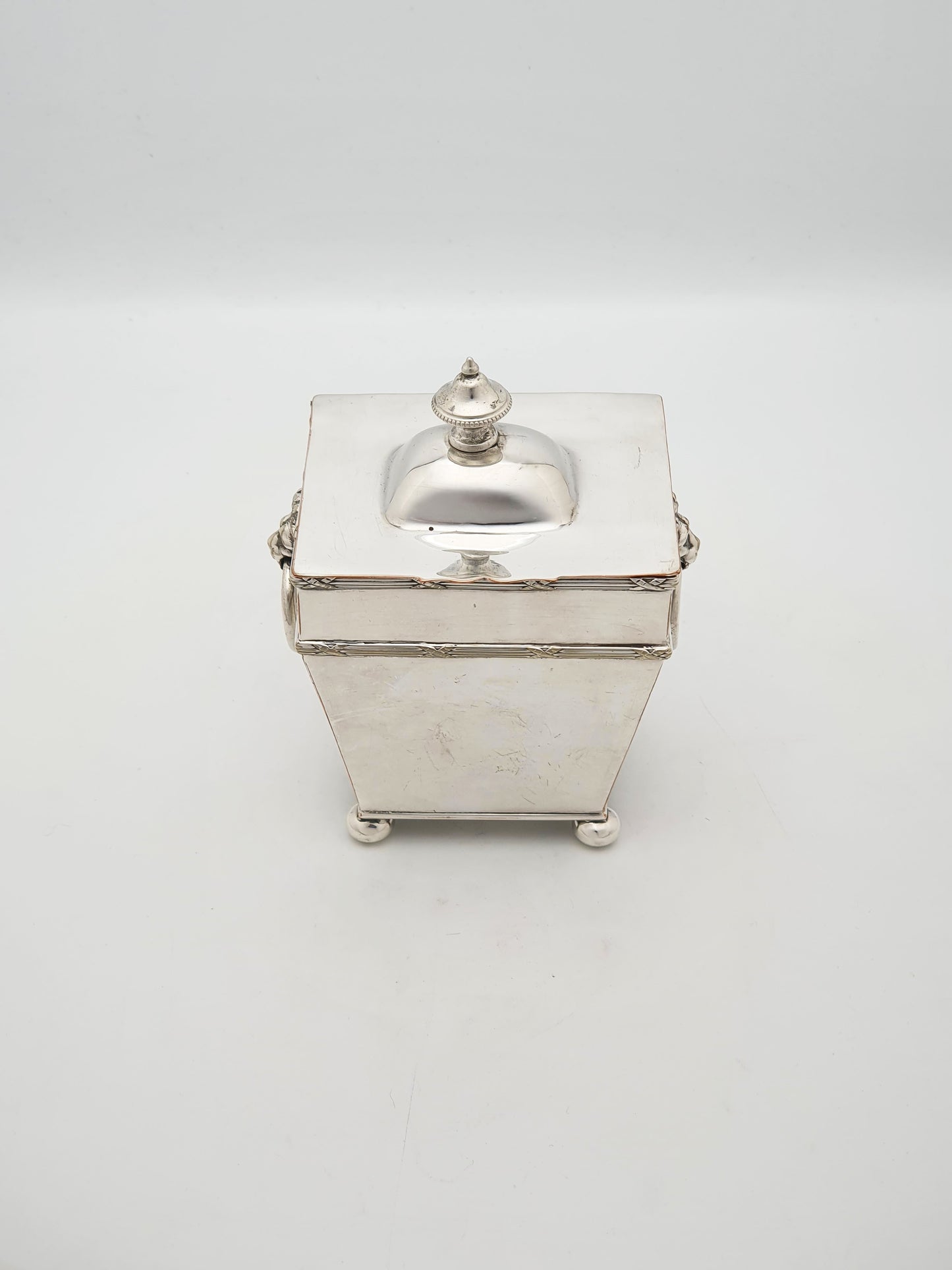 Distinctive Antique Edwardian Silver-Plated Tea Caddy with Spoon – circa 1905