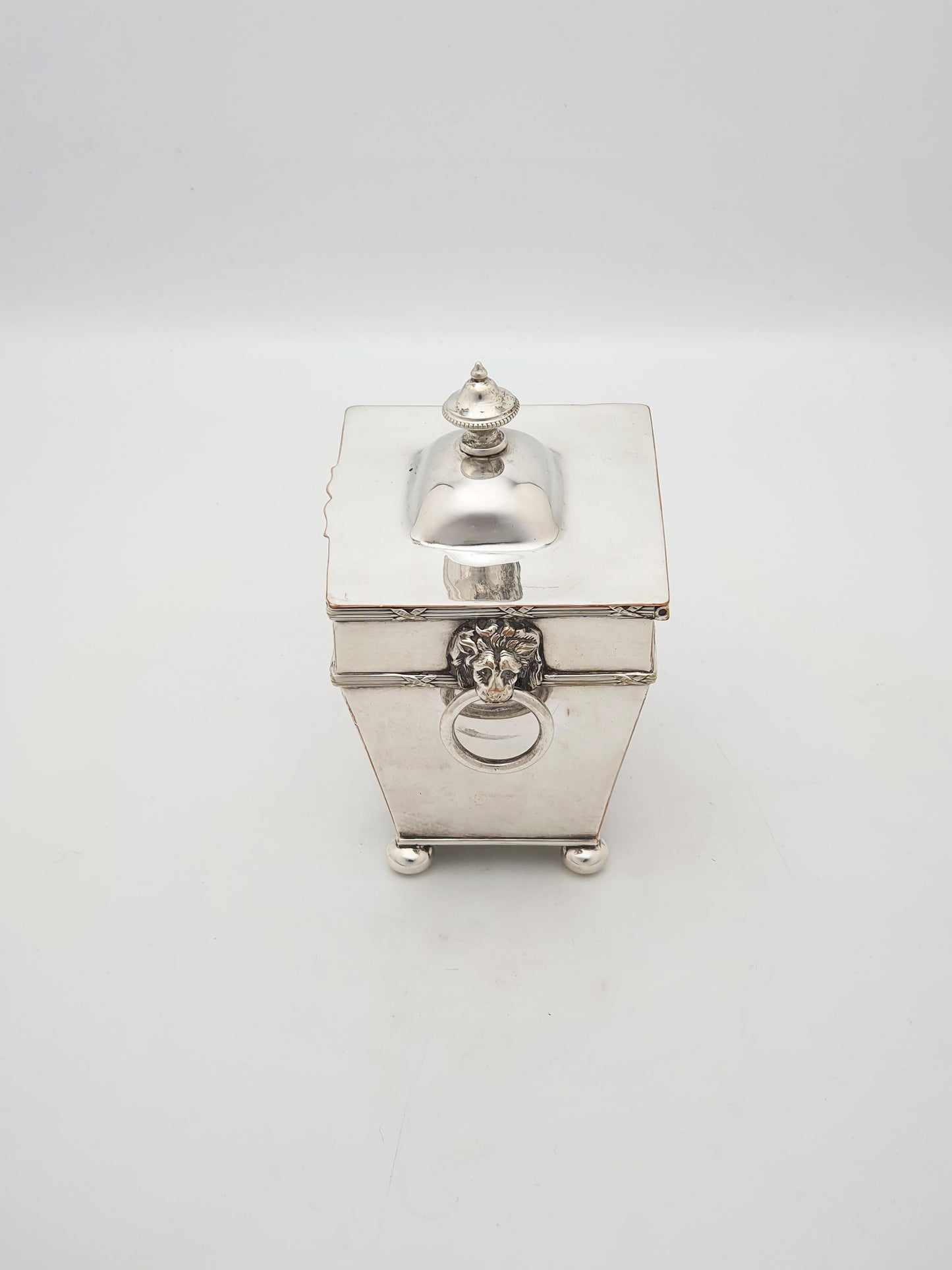 Distinctive Antique Edwardian Silver-Plated Tea Caddy with Spoon – circa 1905