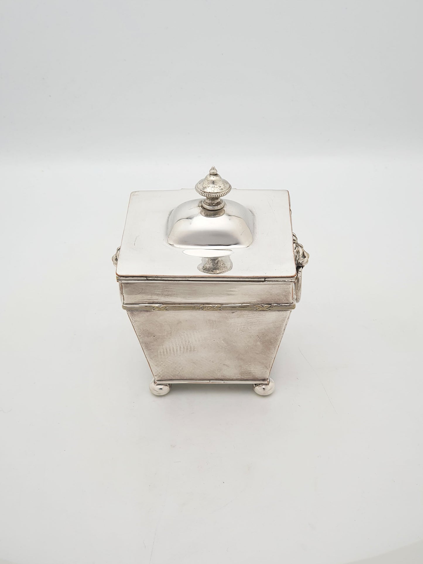 Distinctive Antique Edwardian Silver-Plated Tea Caddy with Spoon – circa 1905