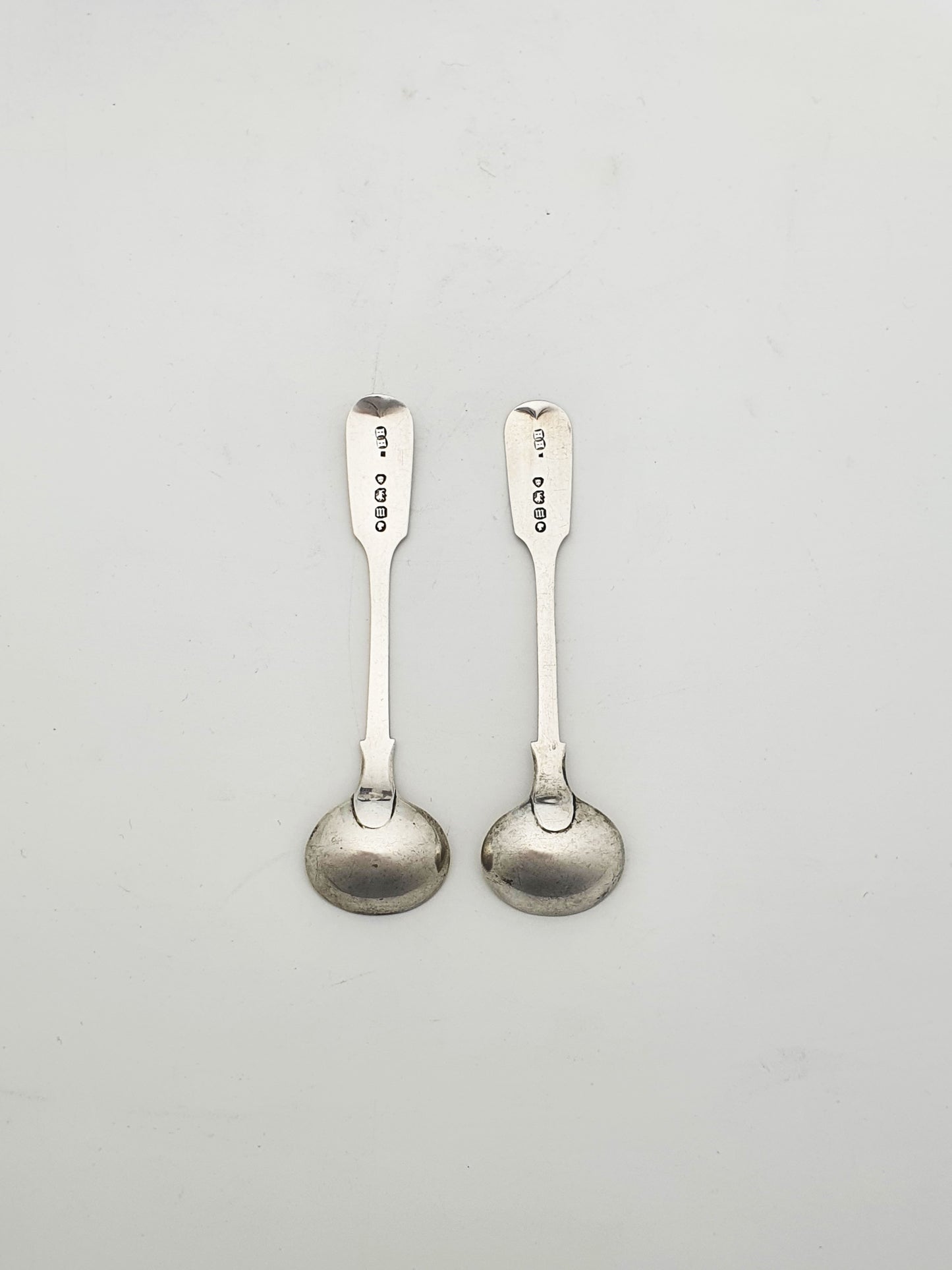 Pair of Antique Victorian Silver Salt Cellars with Cobalt Glass Liners - 1842