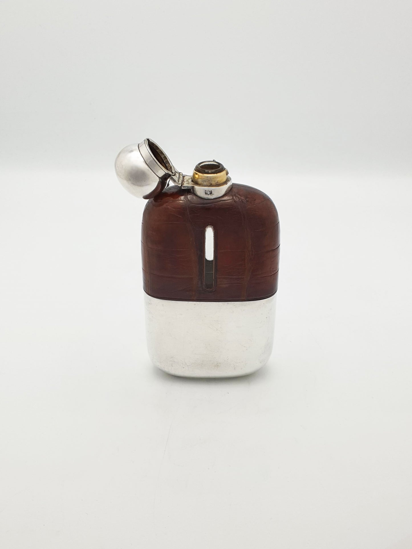 Nice Antique Silver Plate & Crocodile Hip Flask – circa 1900