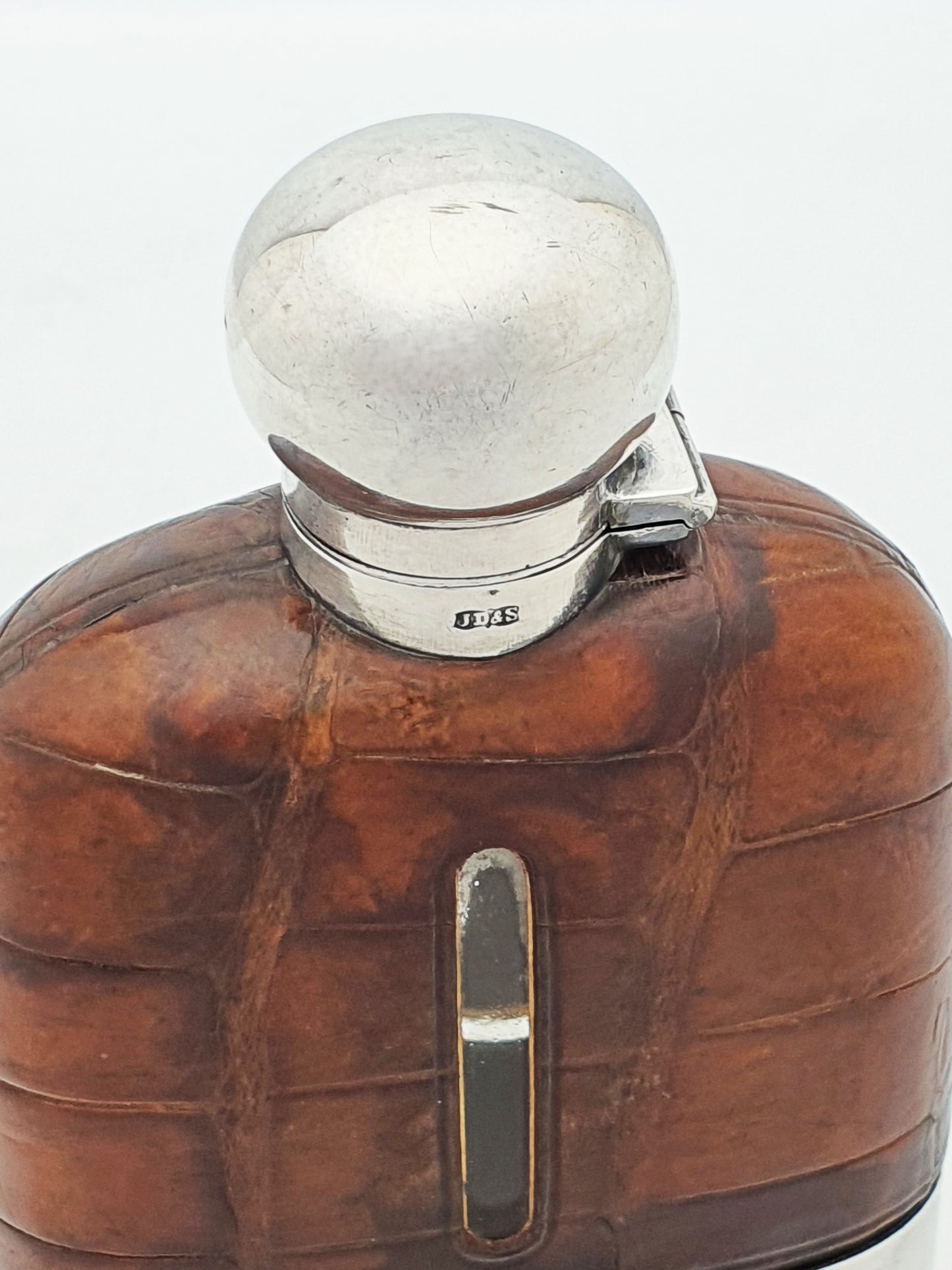 Nice Antique Silver Plate & Crocodile Hip Flask – circa 1900