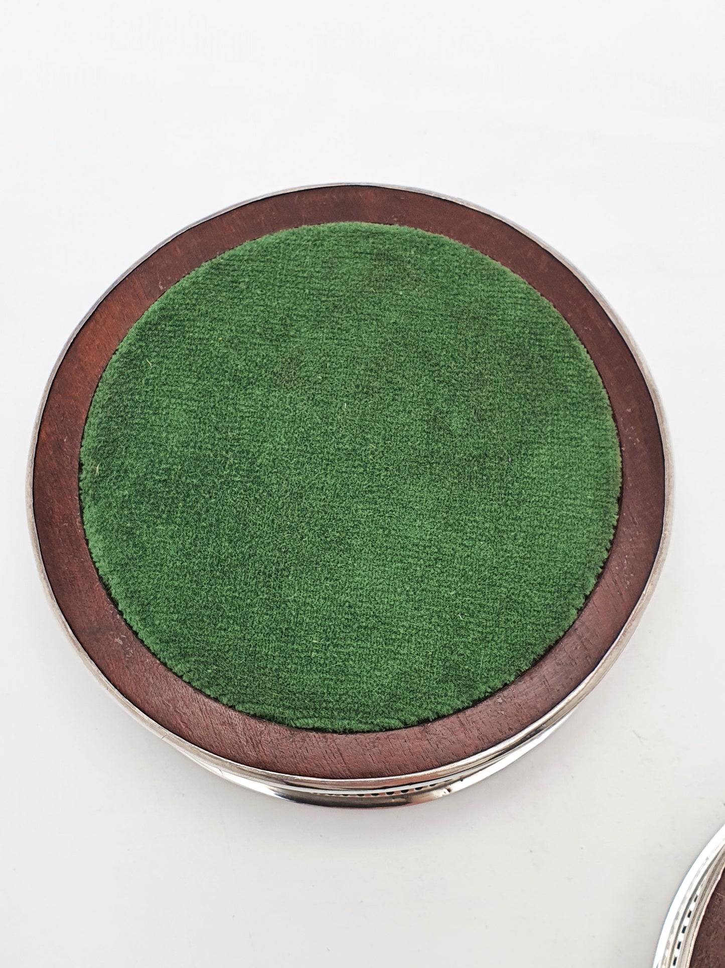 Pair of Antique Georgian Sterling Silver & Mahogany Wine Coasters – circa 1800