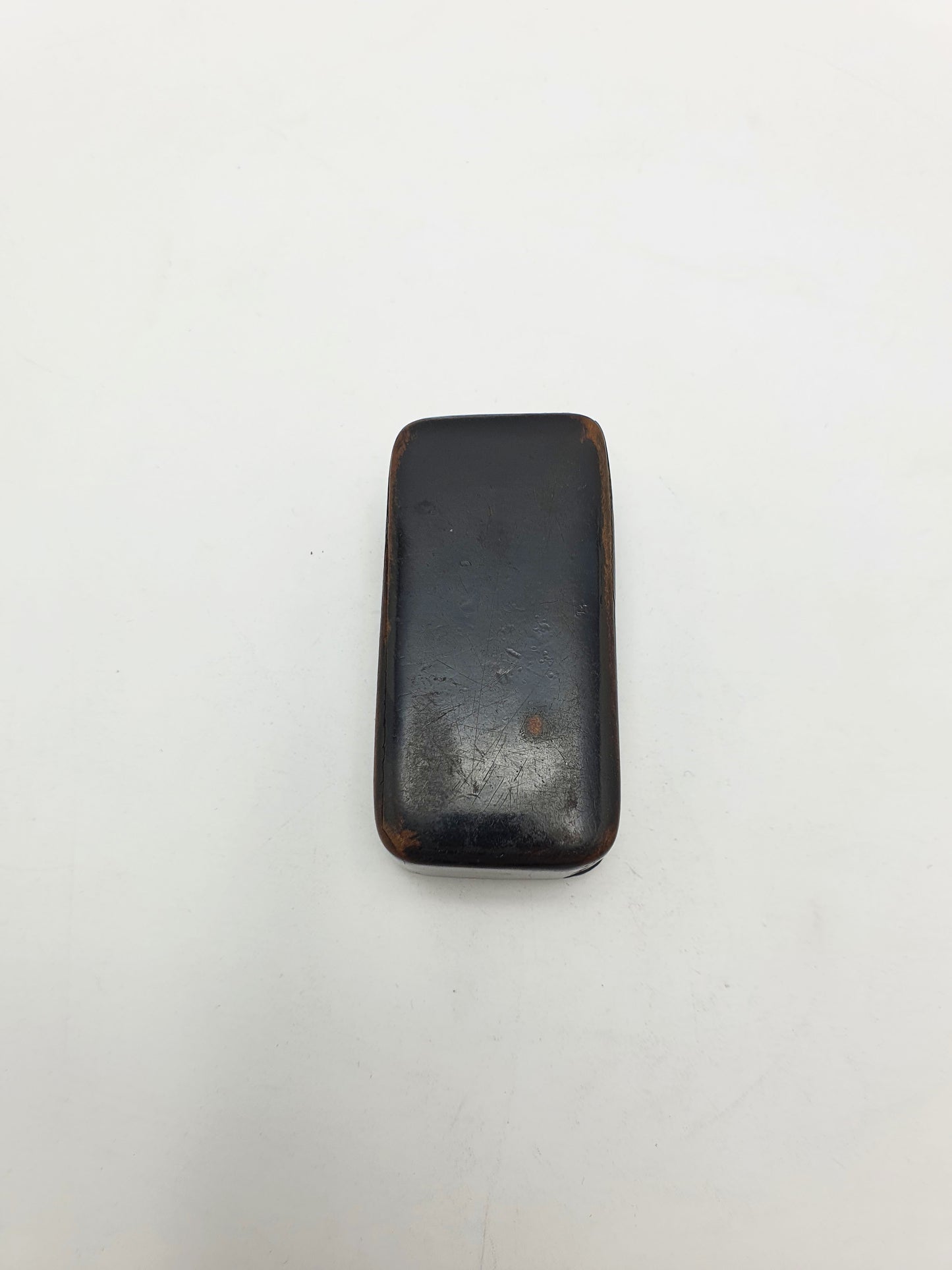 Papier-Mâché Snuff with Mother-of-Pearl Inlay of Heart & Torch Motif – circa 1880