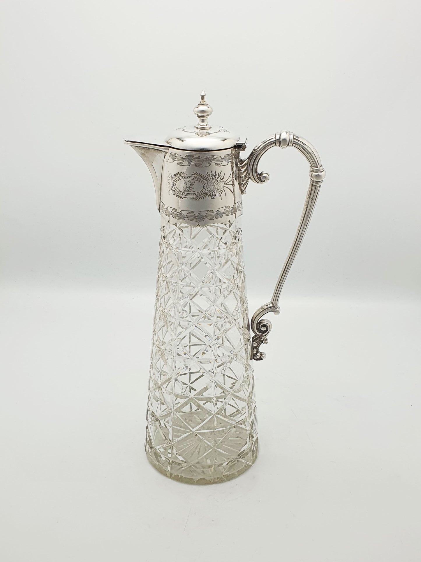 Lovely Antique Victorian Silver-Plate Mounted Cut Glass Claret Jug – circa 1880