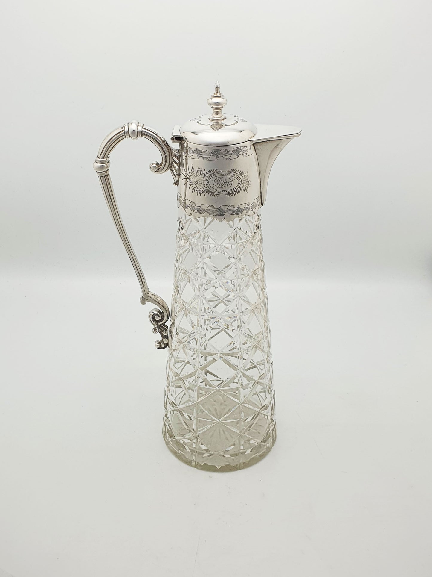 Lovely Antique Victorian Silver-Plate Mounted Cut Glass Claret Jug – circa 1880