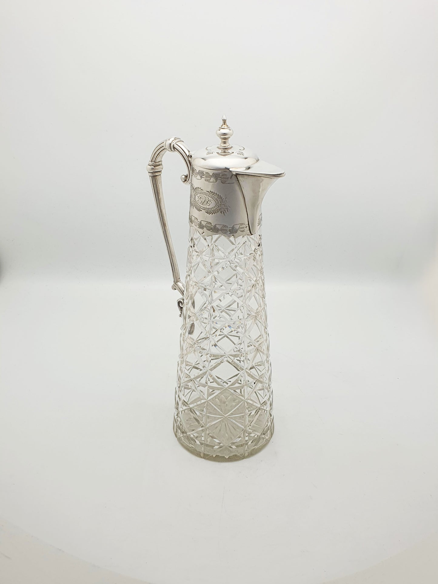 Lovely Antique Victorian Silver-Plate Mounted Cut Glass Claret Jug – circa 1880