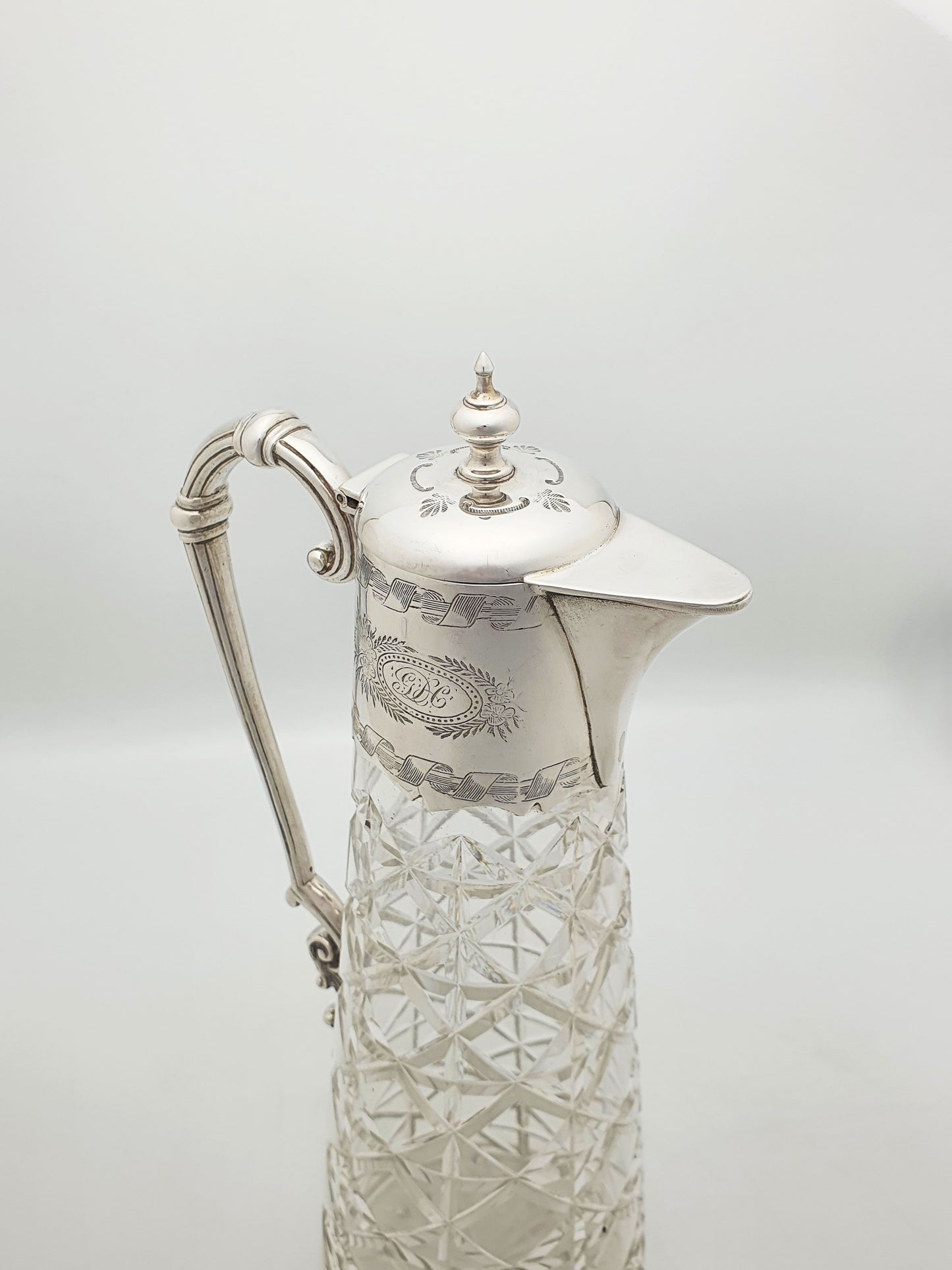 Lovely Antique Victorian Silver-Plate Mounted Cut Glass Claret Jug – circa 1880