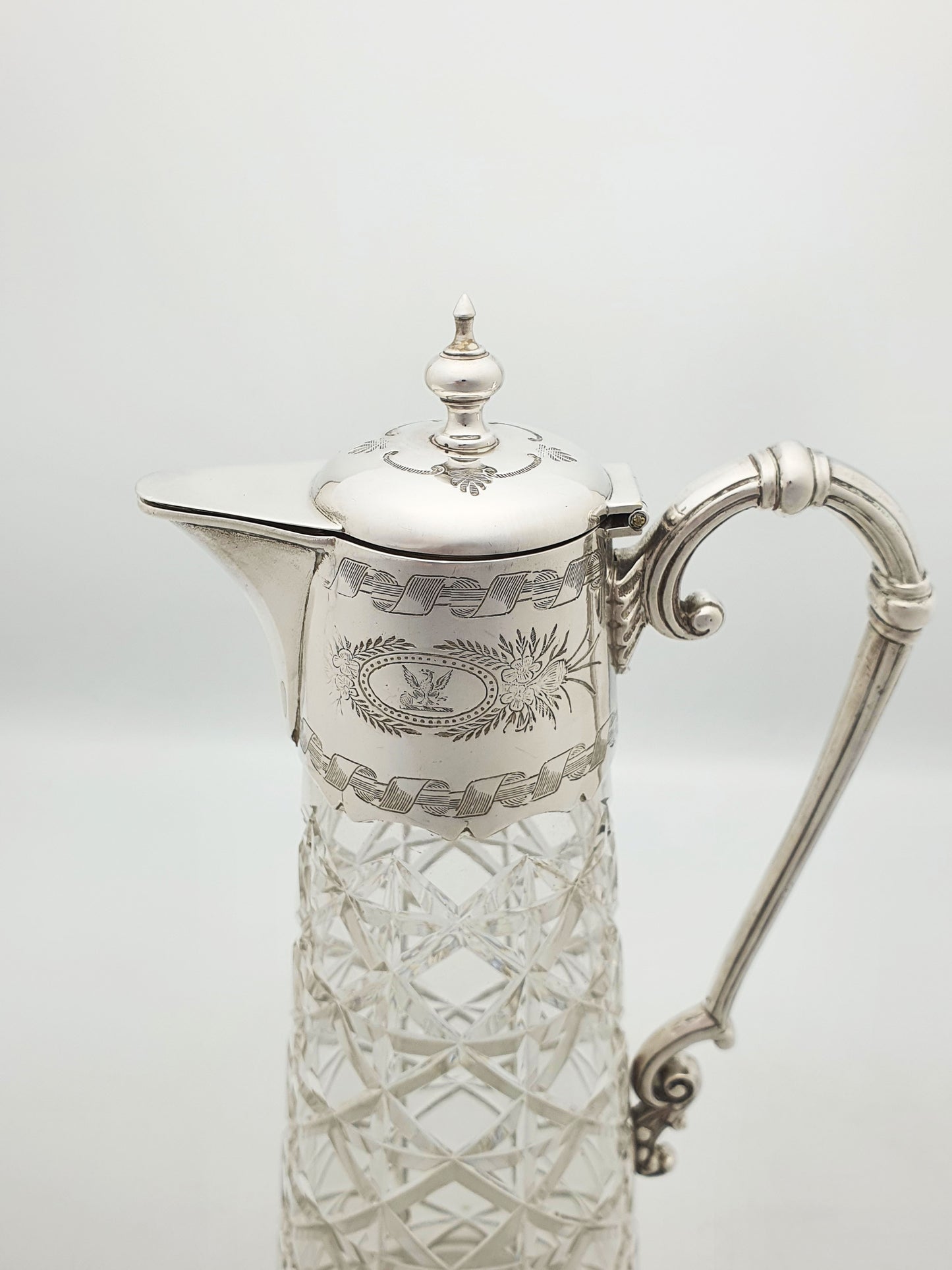 Lovely Antique Victorian Silver-Plate Mounted Cut Glass Claret Jug – circa 1880