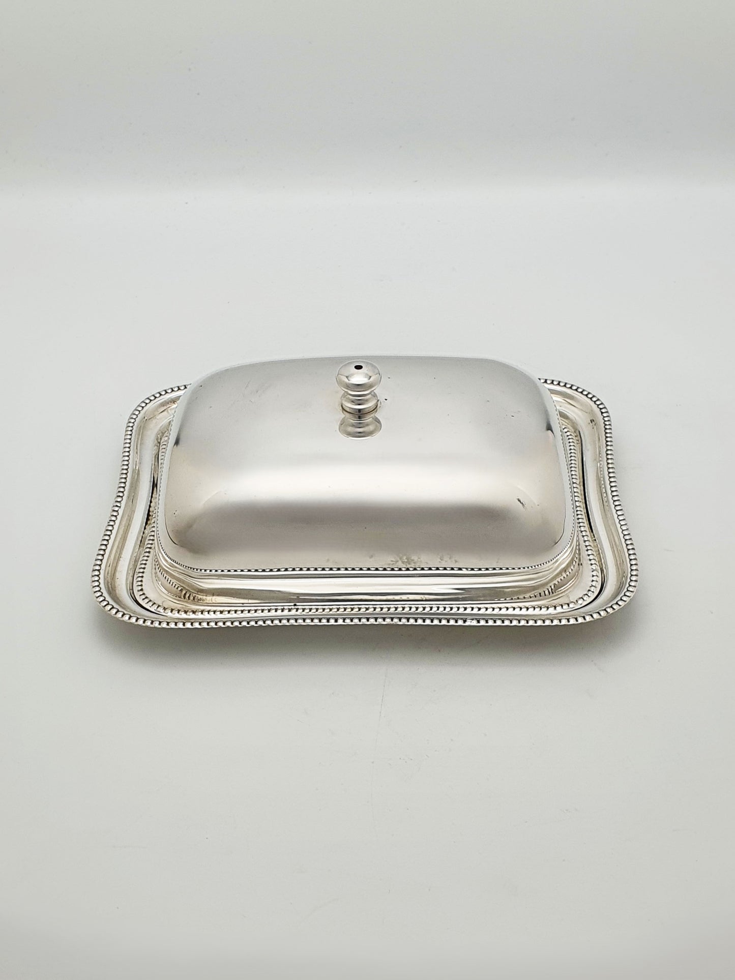 Vintage Silver-Plated Covered Butter Dish with Glass Liner – circa 1960