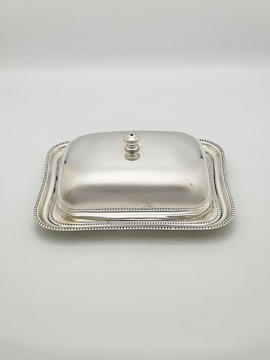 Vintage Silver-Plated Covered Butter Dish with Glass Liner – circa 1960