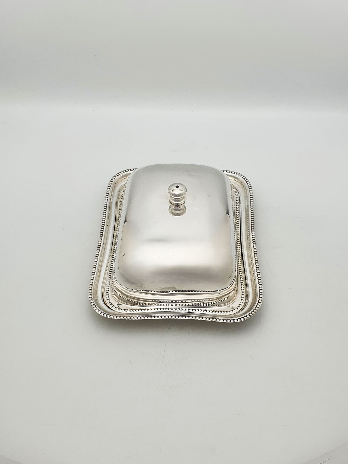 Vintage Silver-Plated Covered Butter Dish with Glass Liner – circa 1960