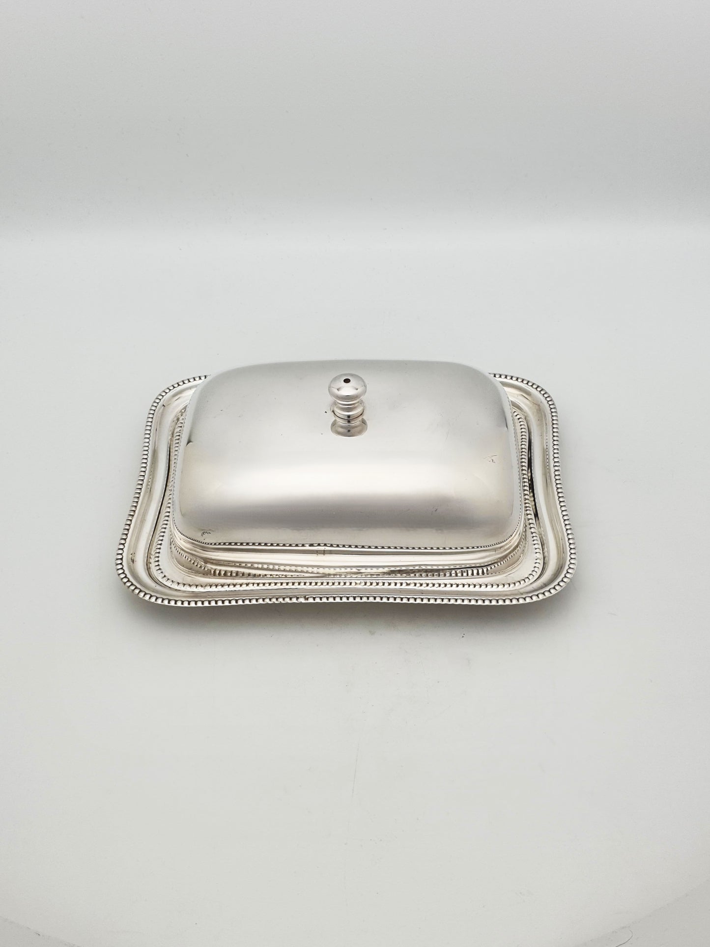 Vintage Silver-Plated Covered Butter Dish with Glass Liner – circa 1960