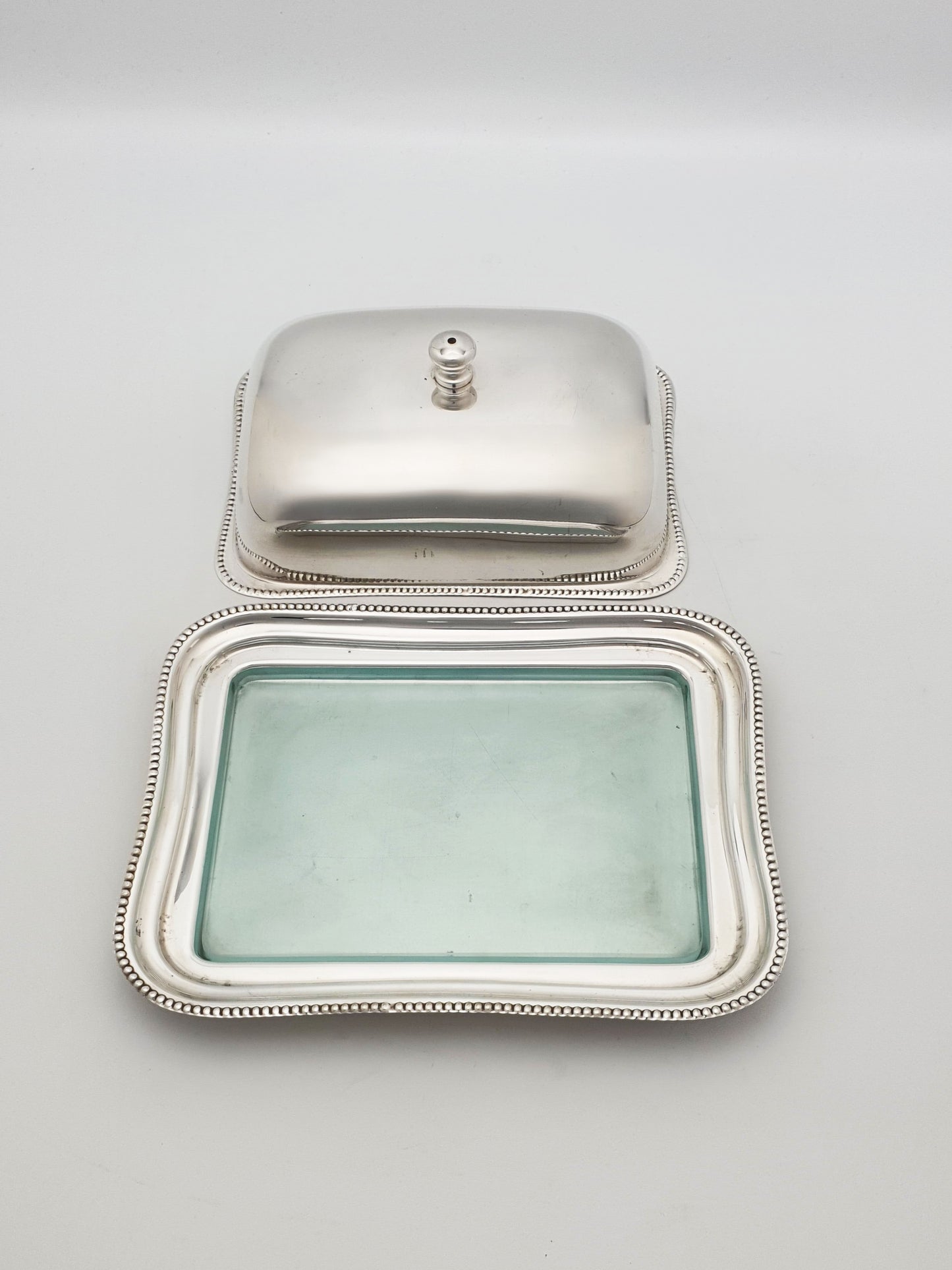 Vintage Silver-Plated Covered Butter Dish with Glass Liner – circa 1960