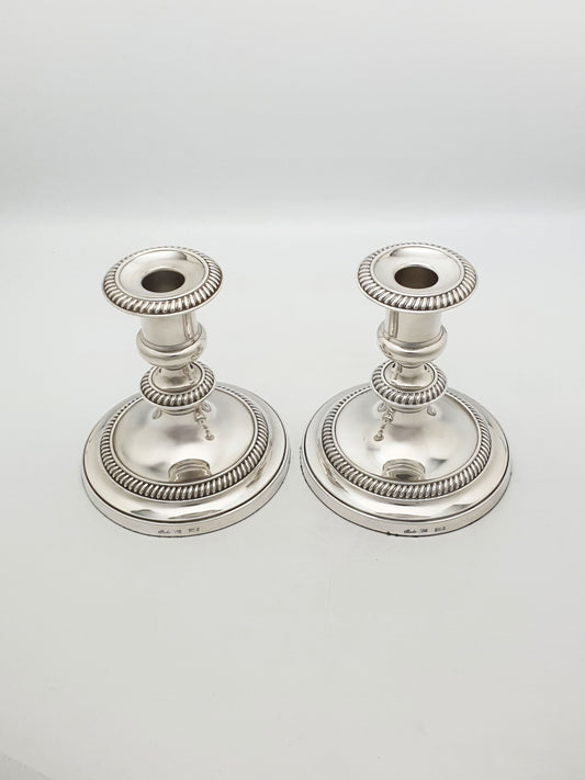 Nice Pair of Antique English Low Candlesticks – circa 1920