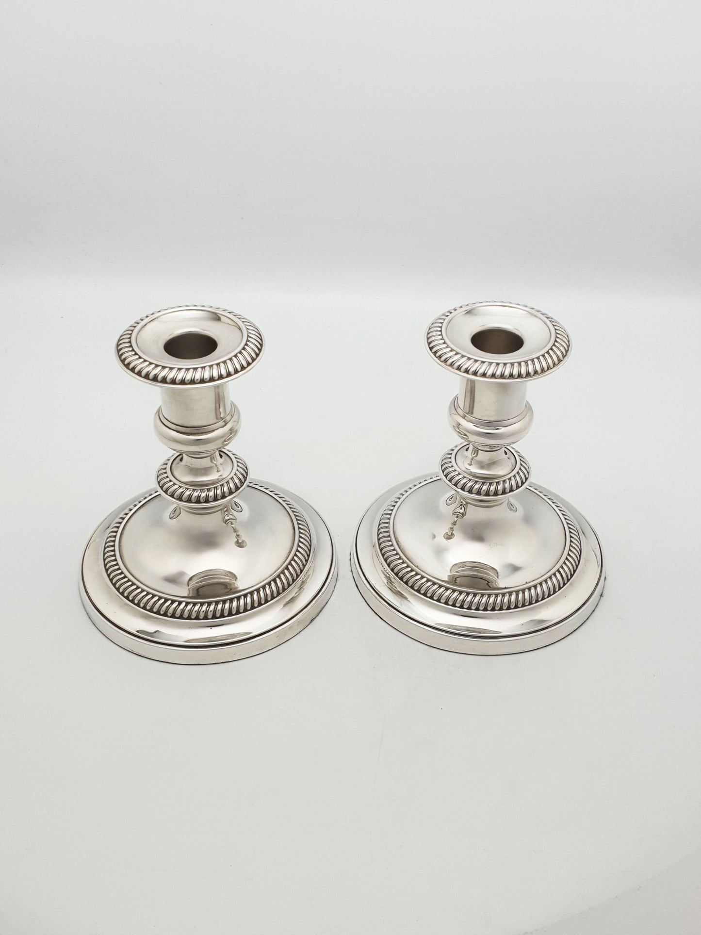 Nice Pair of Antique English Low Candlesticks – circa 1920