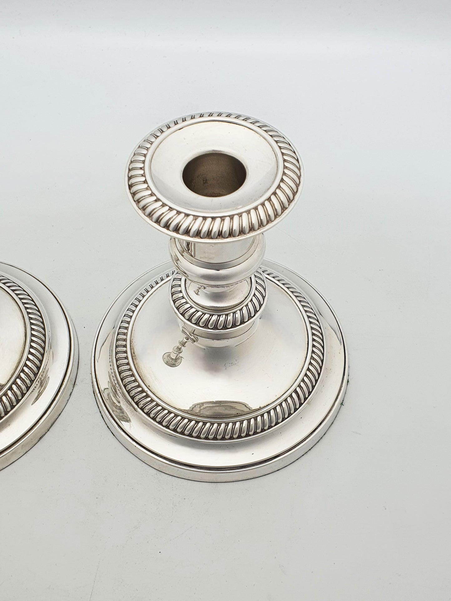 Nice Pair of Antique English Low Candlesticks – circa 1920