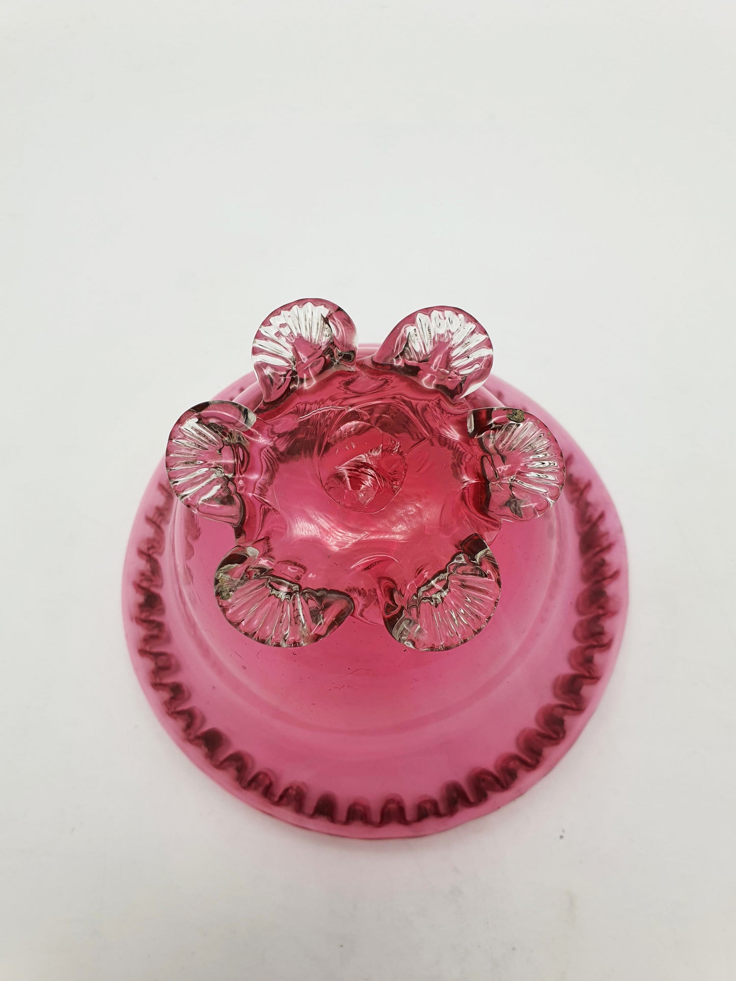 Lovely Antique Victorian Cranberry Glass Bowl with Pierced Spoon – circa 1890