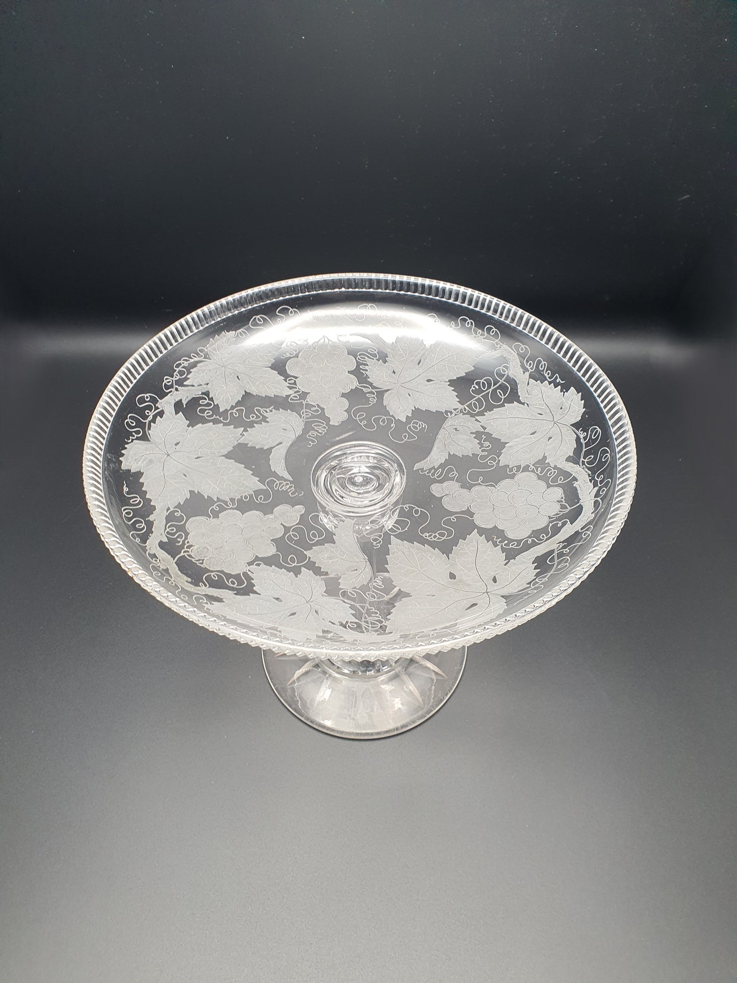 Splendid Antique Victorian Etched Glass Comport / Tazza – circa 1880