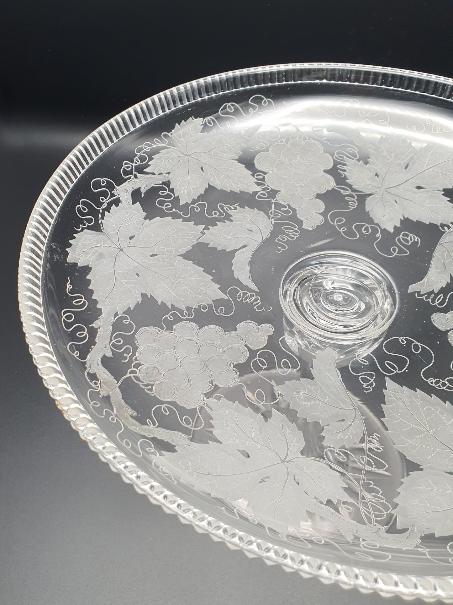 Splendid Antique Victorian Etched Glass Comport / Tazza – circa 1880